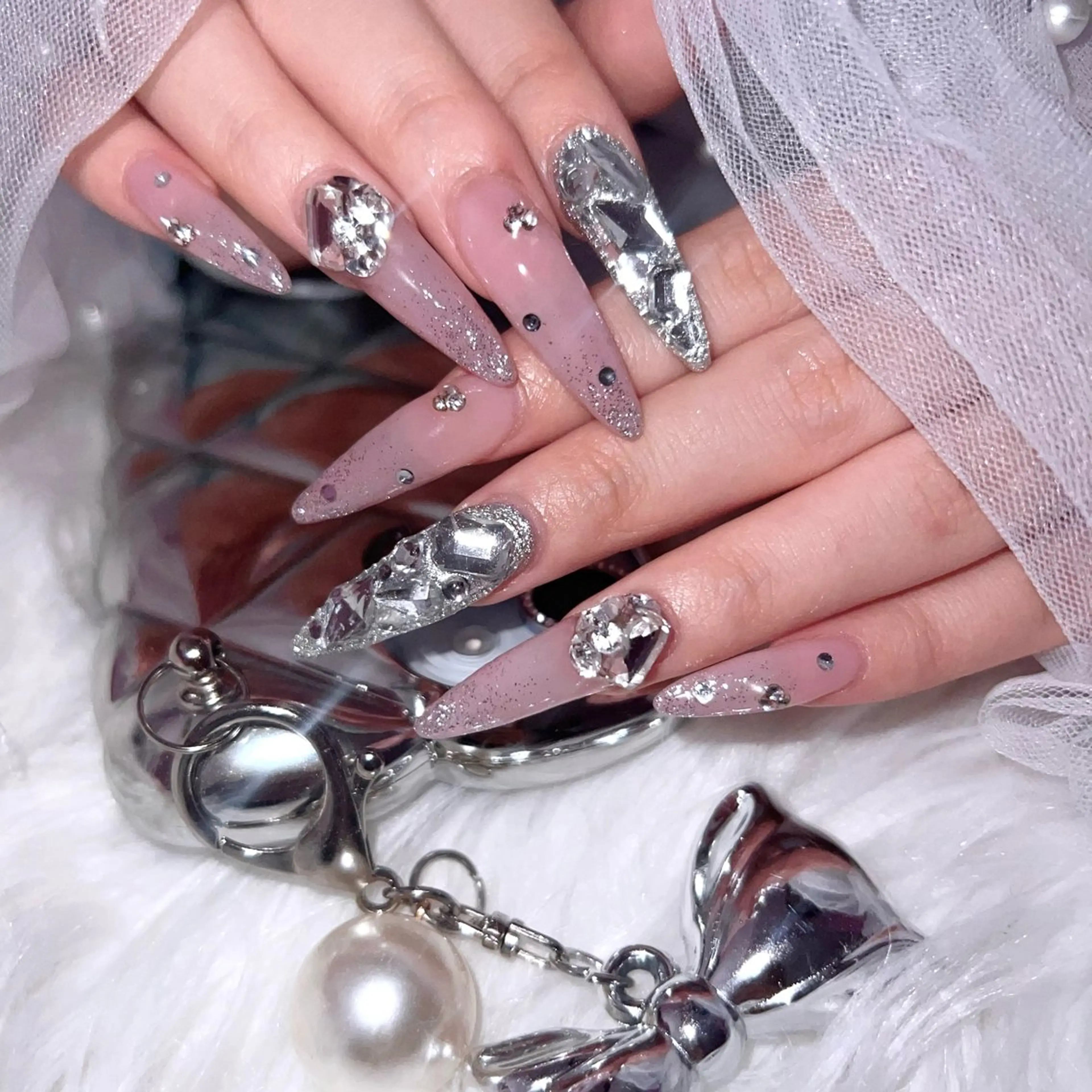 ネイル キラキラネイル ピンク ハンドネイル Noix nailのネイルデザイン