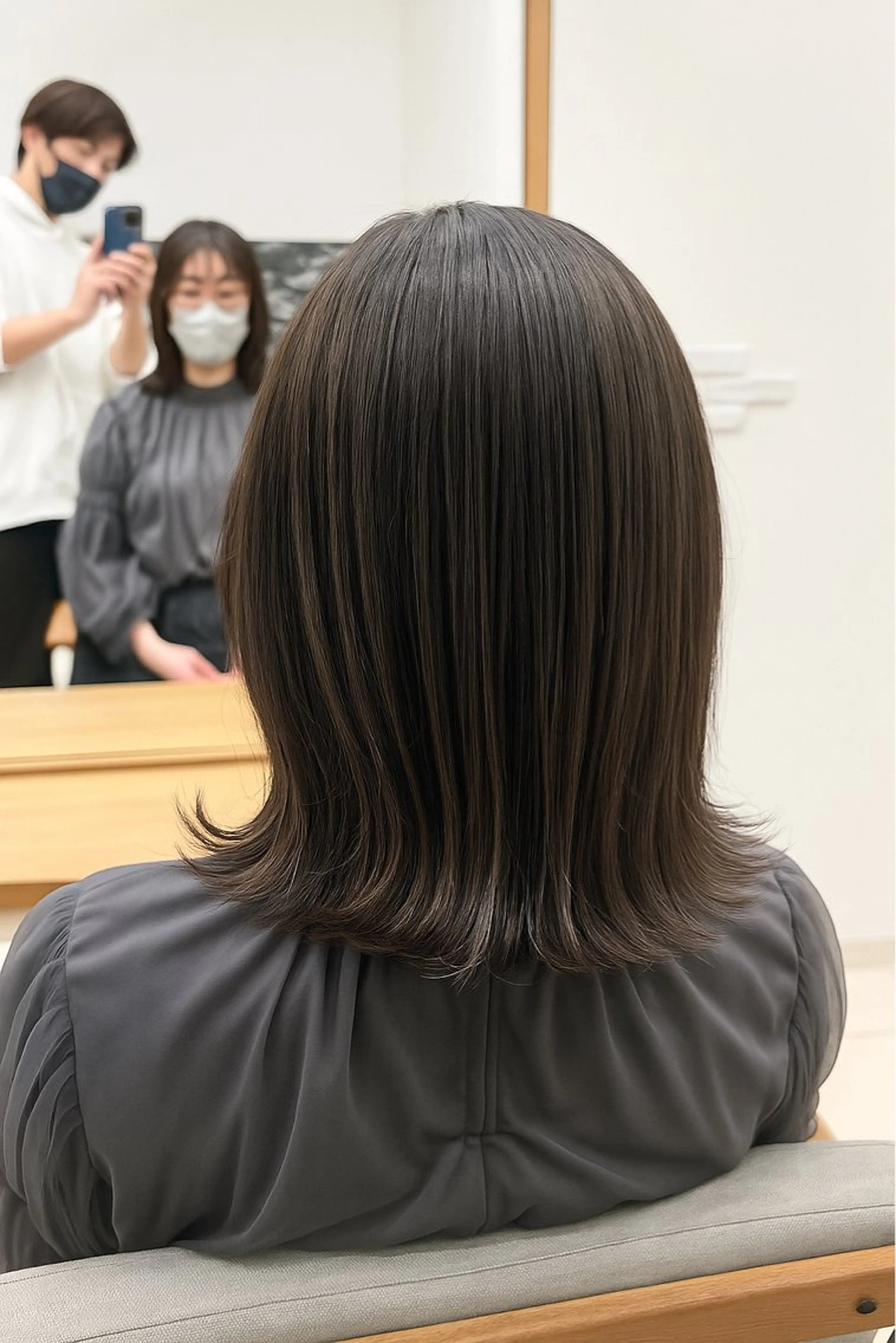 ミディアム カラー ヘアカラー 太白区白髪ぼかし/ ボブカット/千葉達人のヘアスタイル