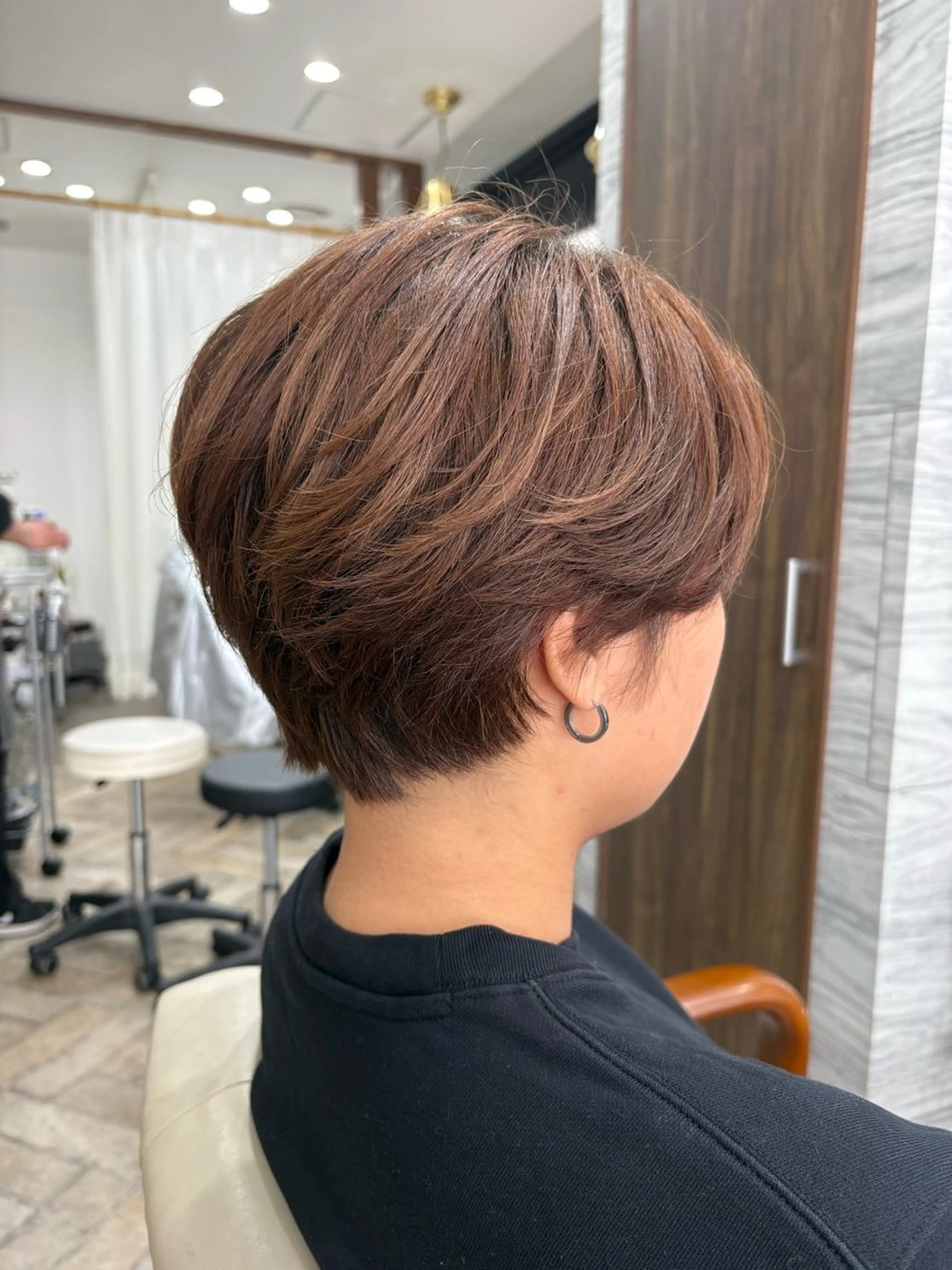 ショート ハンサムショート ショートヘア カット ヘアカラー トリートメント 髪質改善カラー/ 結べるレイヤー/文野のヘアスタイル