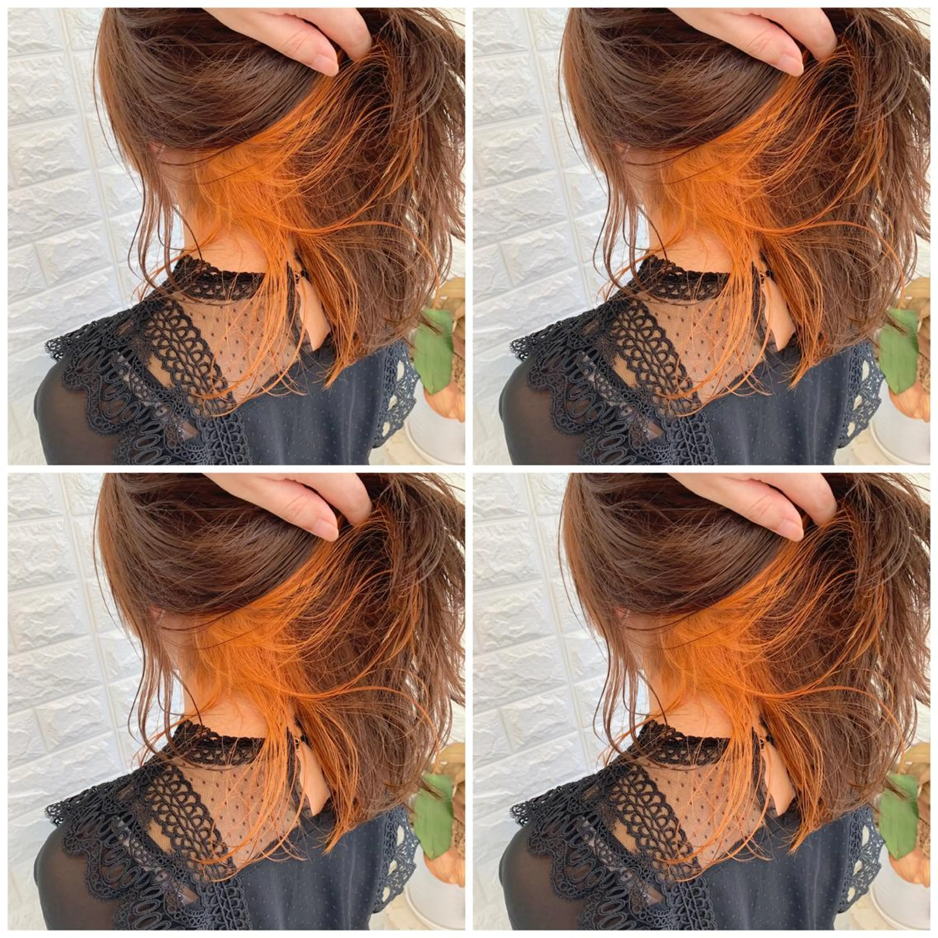 セミロング カラー ブリーチ インナーカラー オレンジ ハイトーン/ブリーチ 山崎　悠次のヘアスタイル