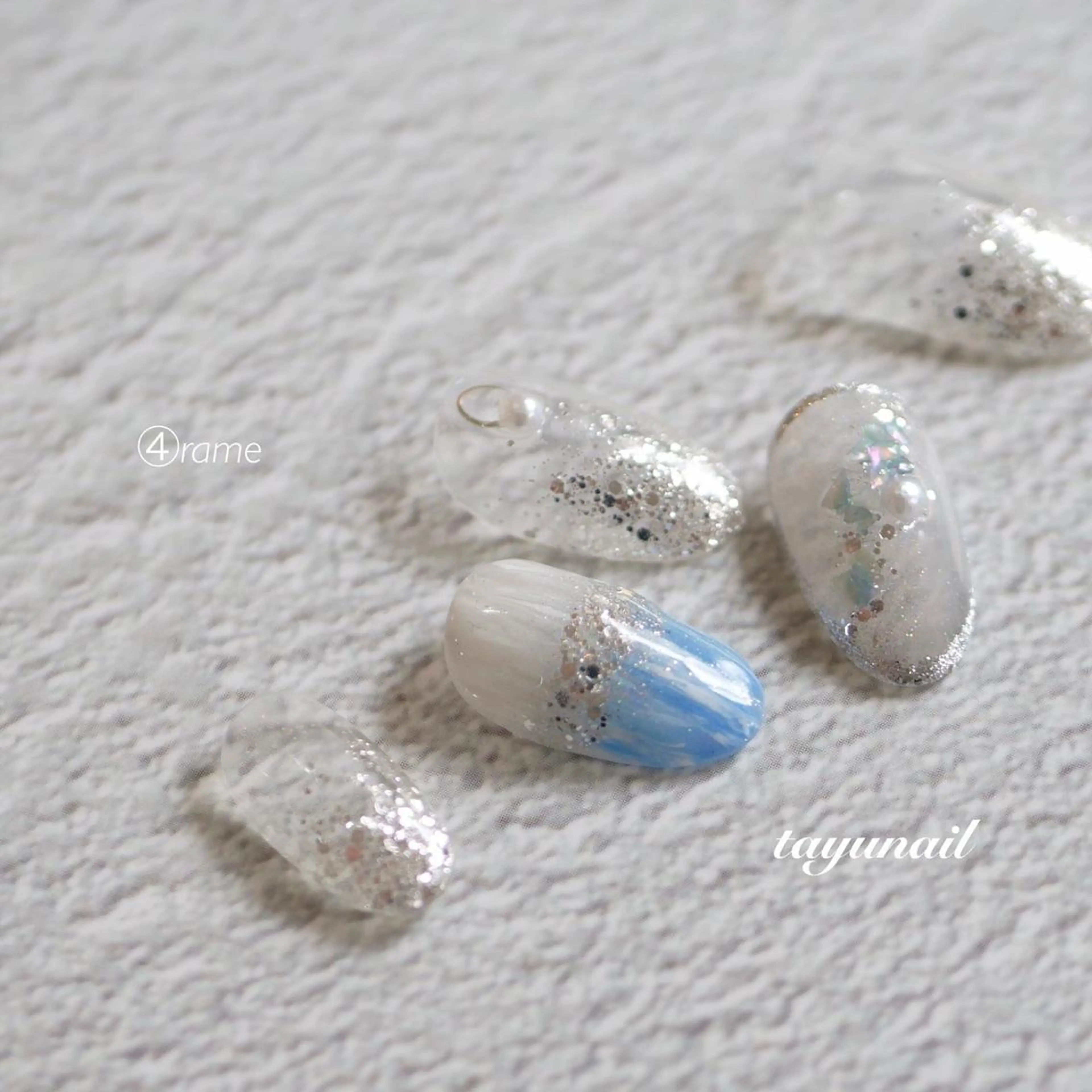 ネイル アートネイル ブルー フットネイル ジェルネイル キラキラネイル ネイルサロン・ネイルスクール　たゆnail所属・ネイルサロン 【たゆnail】のネイルデザイン