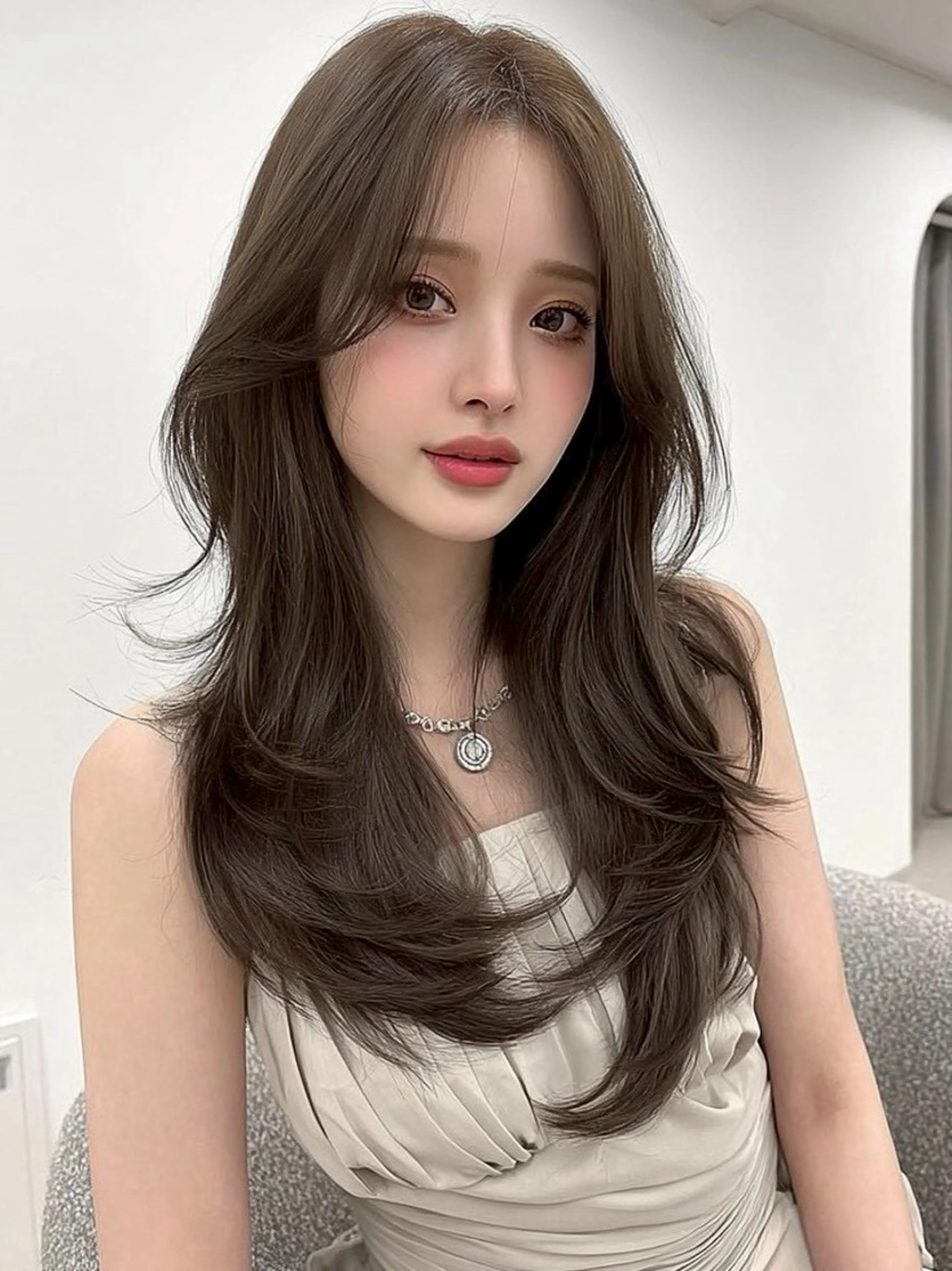 ロング カラー カット ヘアカラー トリートメント 💎透明感/韓国/ レイヤー/泉亮介💎のヘアスタイル