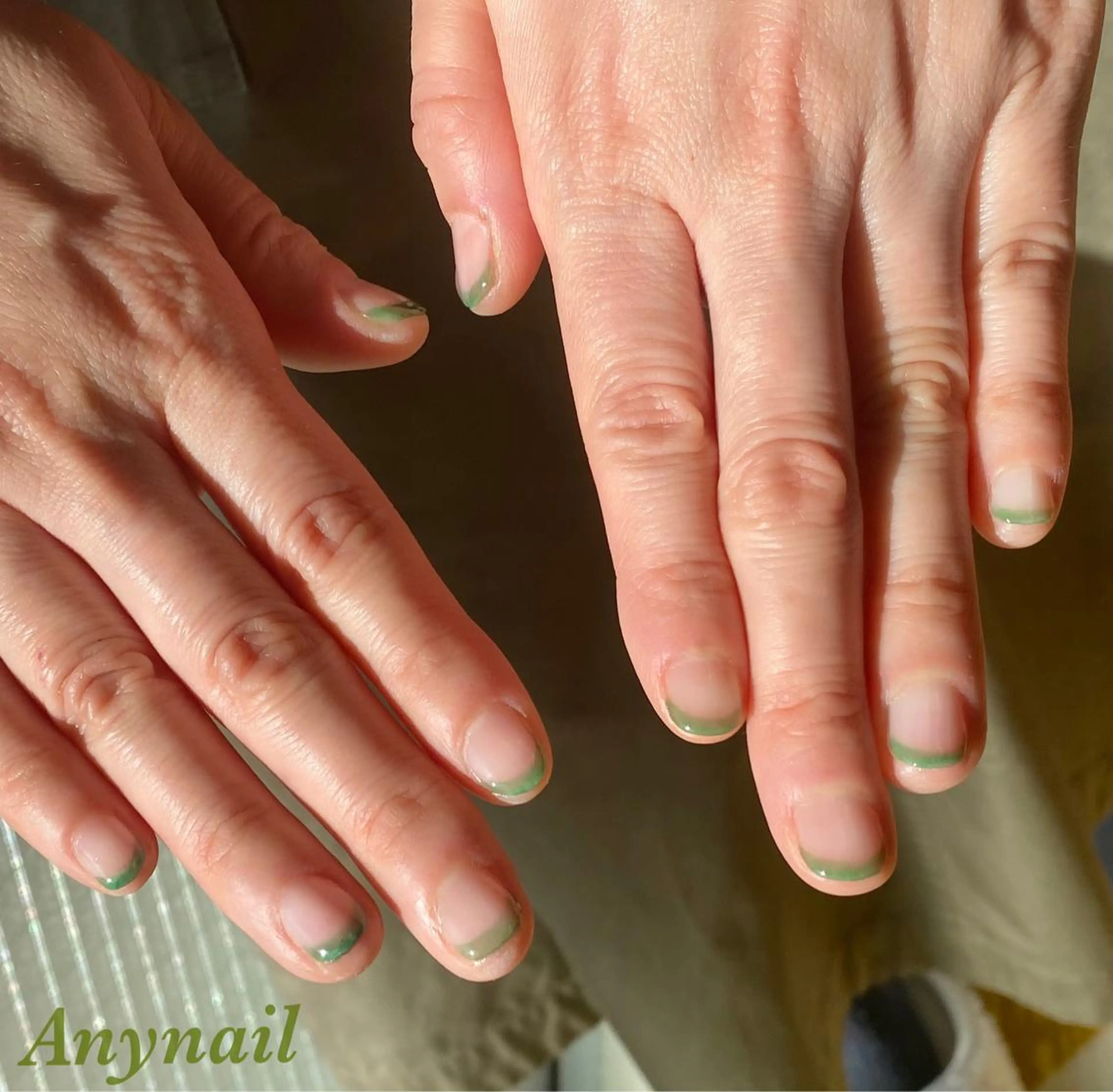 ネイル ブルー クリアネイル フレンチネイル グリーン 持ち込み 岩澤 恵子のネイルデザイン