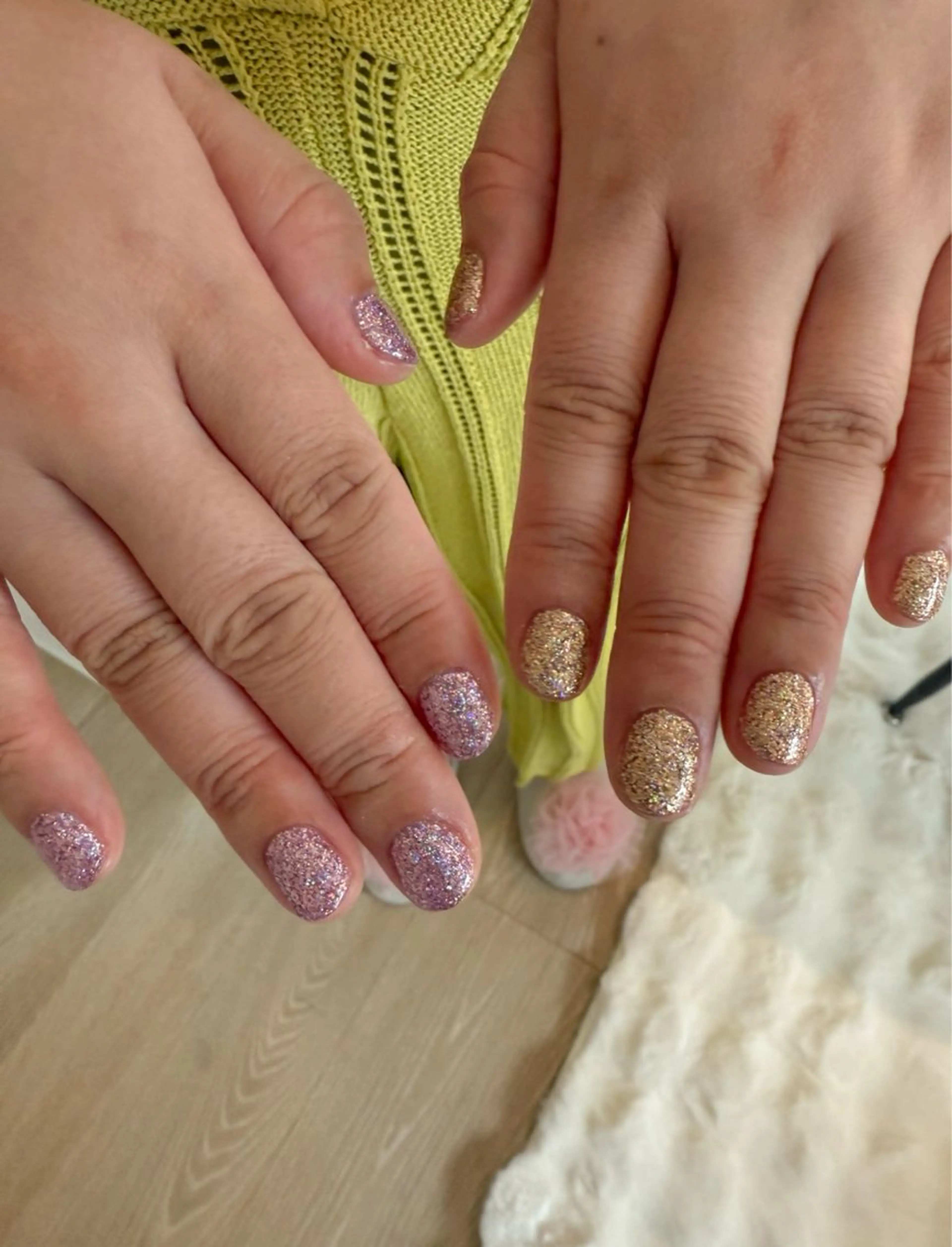 ネイル ゴールド キラキラネイル ラメ(グリッター) ワンカラーネイル ピンク nail salon Estelleのネイルデザイン