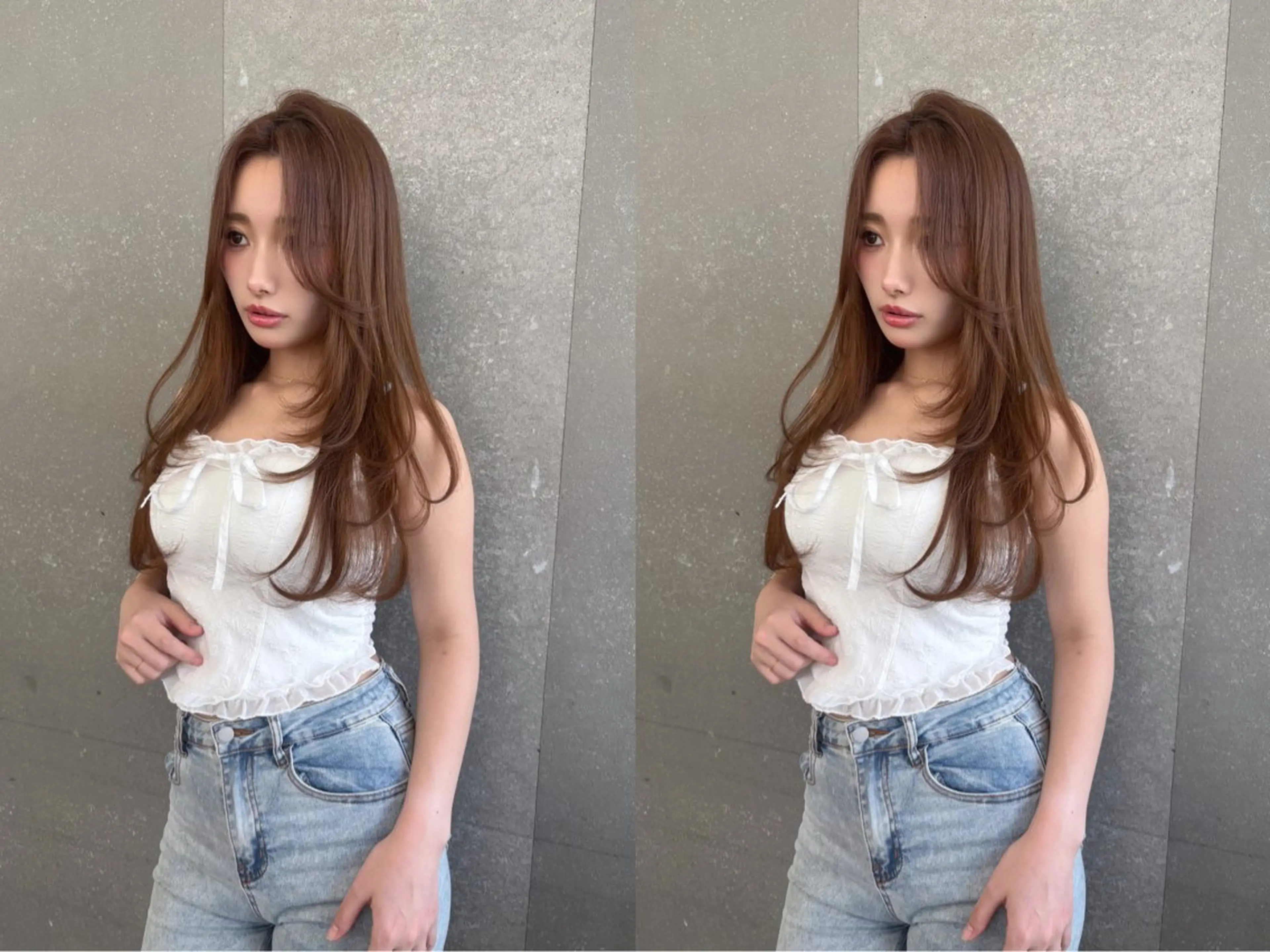 セミロング カラー ブリーチ ブリーチなしカラー 髪質改善 レイヤーカット 縮毛矯正 【美髪矯正】 吉村　清志のヘアスタイル