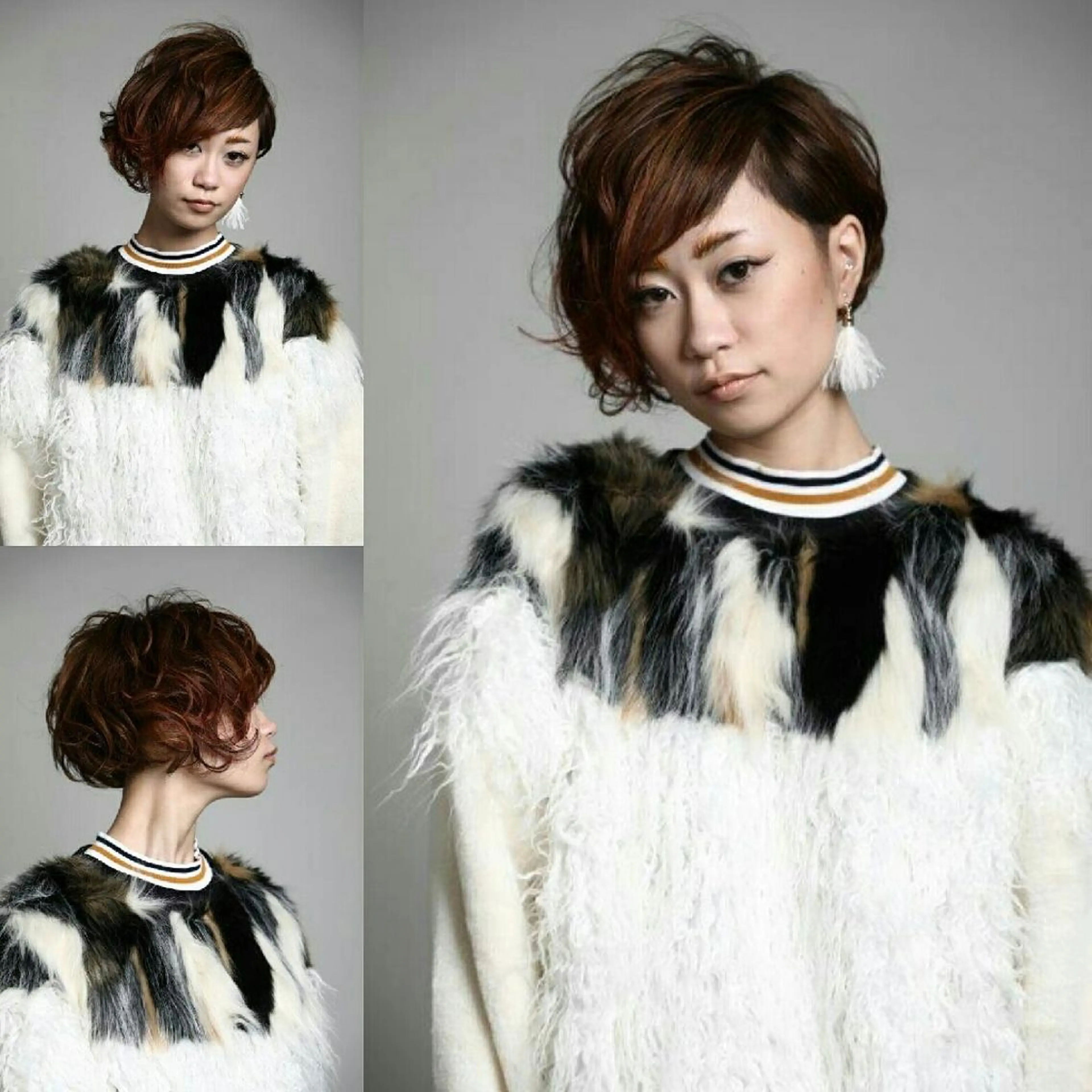 ショート カラー パーマ ハイライトカラー イルミナカラー ハイライト 藤森 希美のヘアスタイル