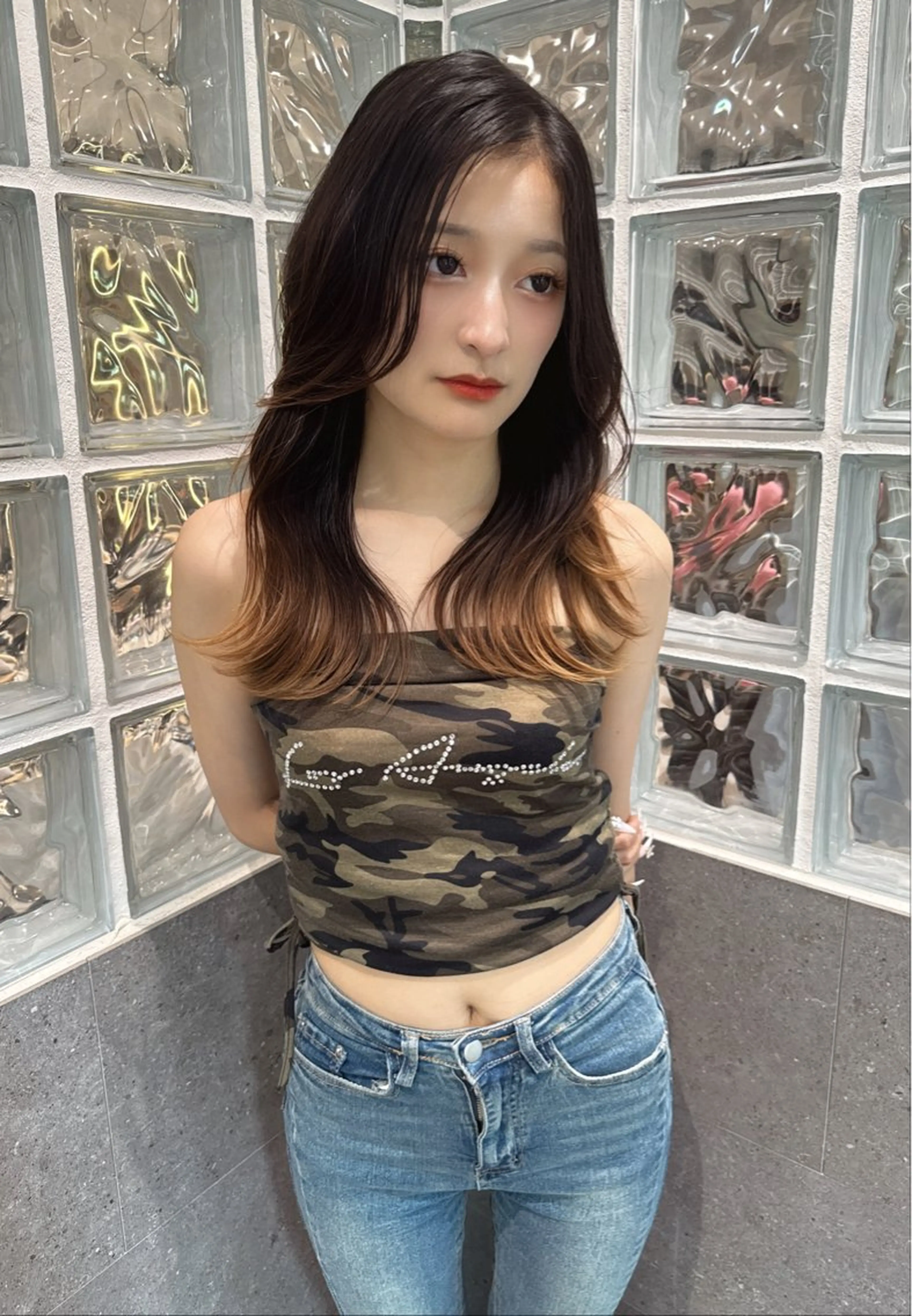 ロング ゆらんちょ/ブリーチ 無w/縮毛矯正/暖色のヘアスタイル