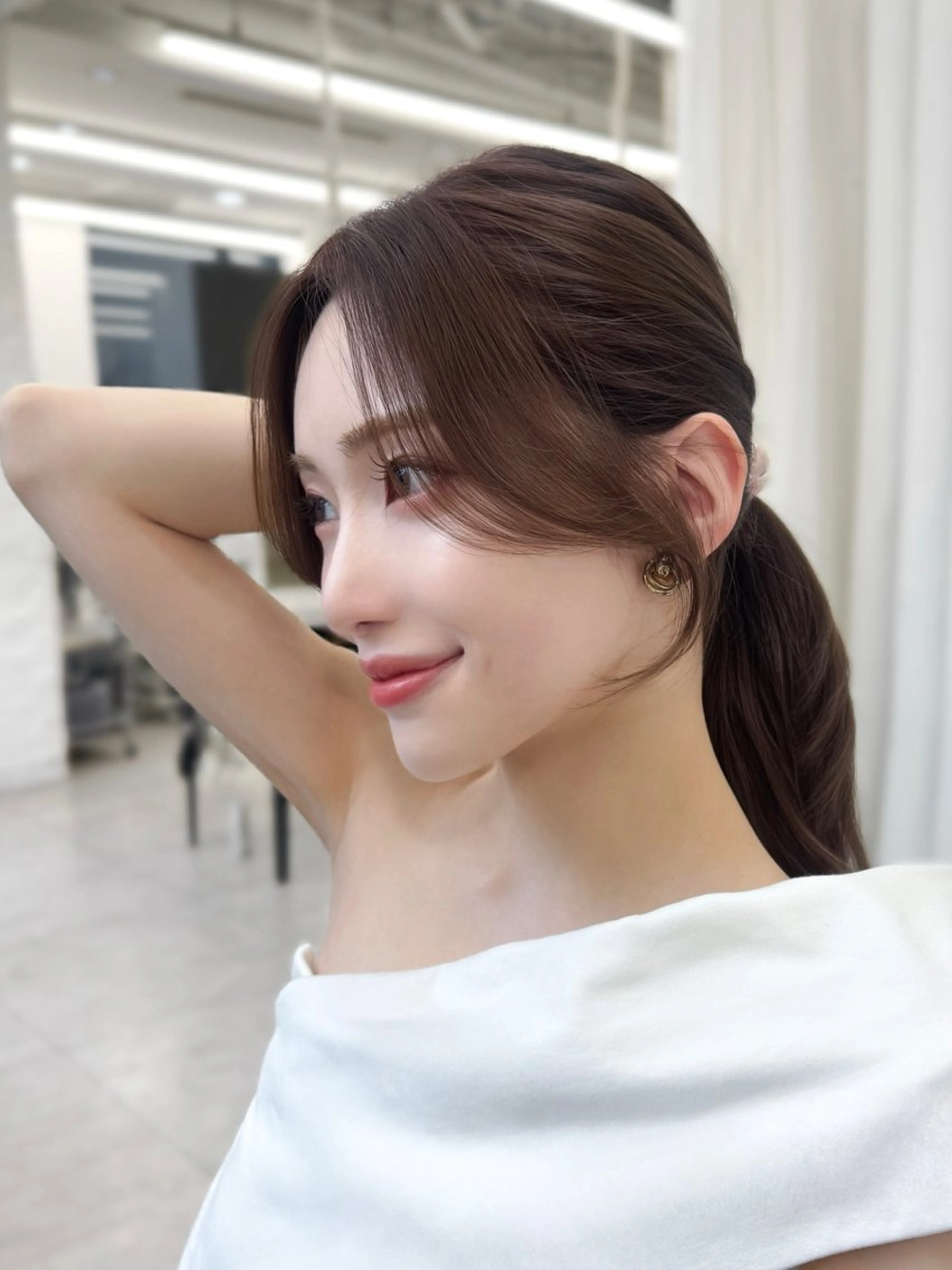 セミロング カラー 韓国ヘア♡ 顔まわりカットayaのヘアスタイル