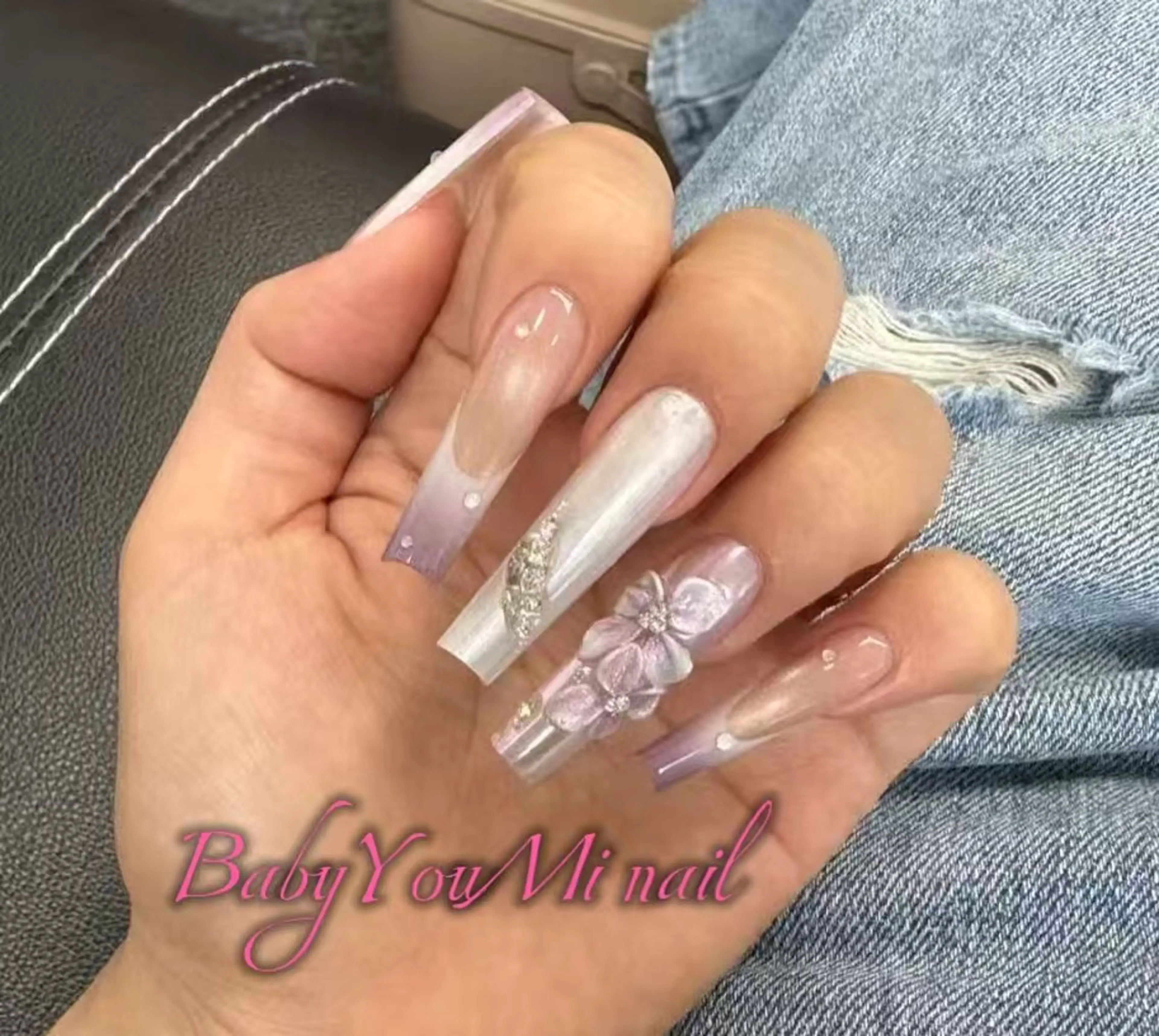 ネイル オーロラネイル フラワーネイル フットネイル フレンチネイル ジェルネイル ハンドネイル BabyYouMi ねねのネイルデザイン