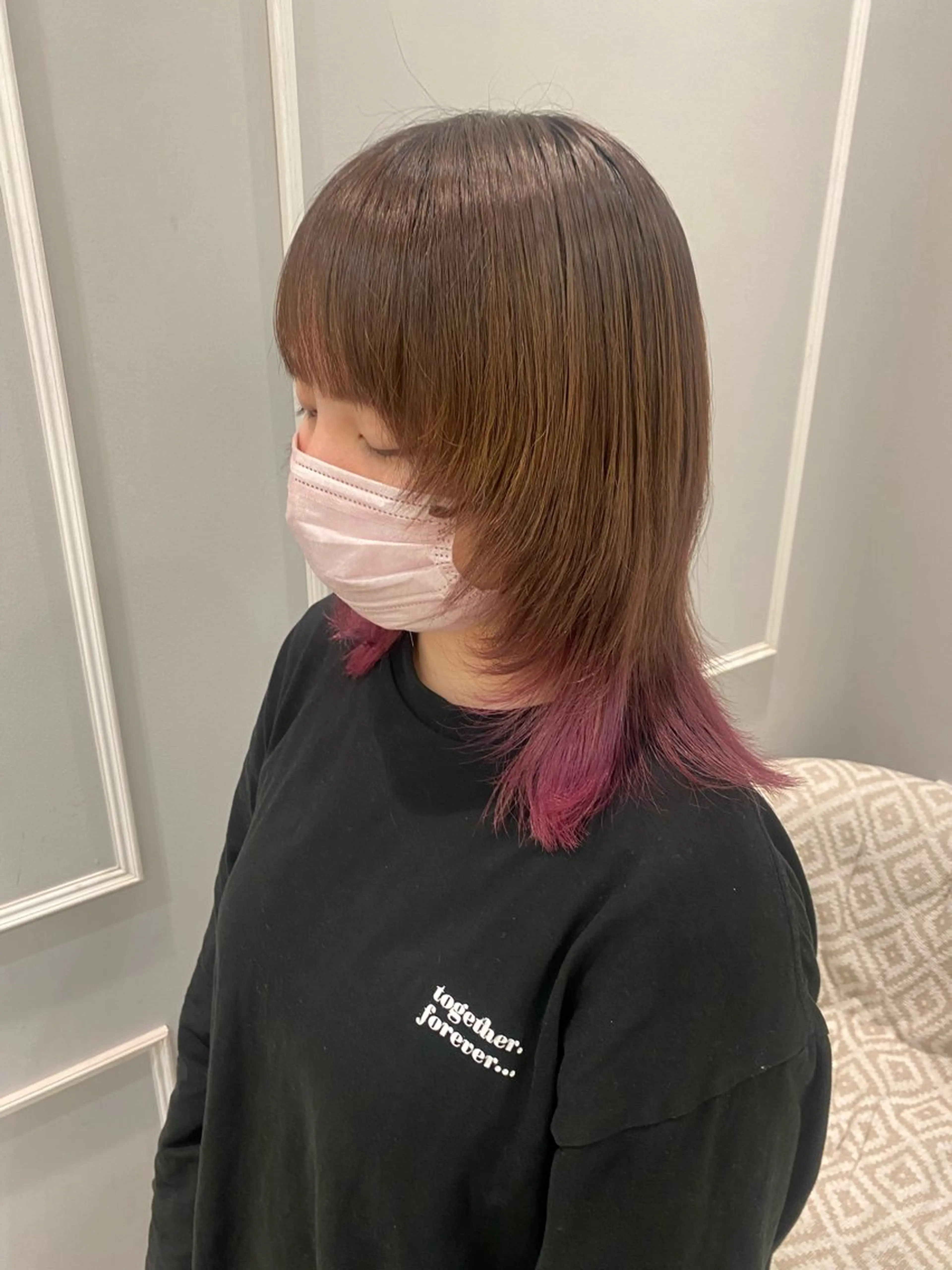 ミディアム レイヤーカット ウルフカット 韓国ヘア🍒渡辺 咲🍒のヘアスタイル