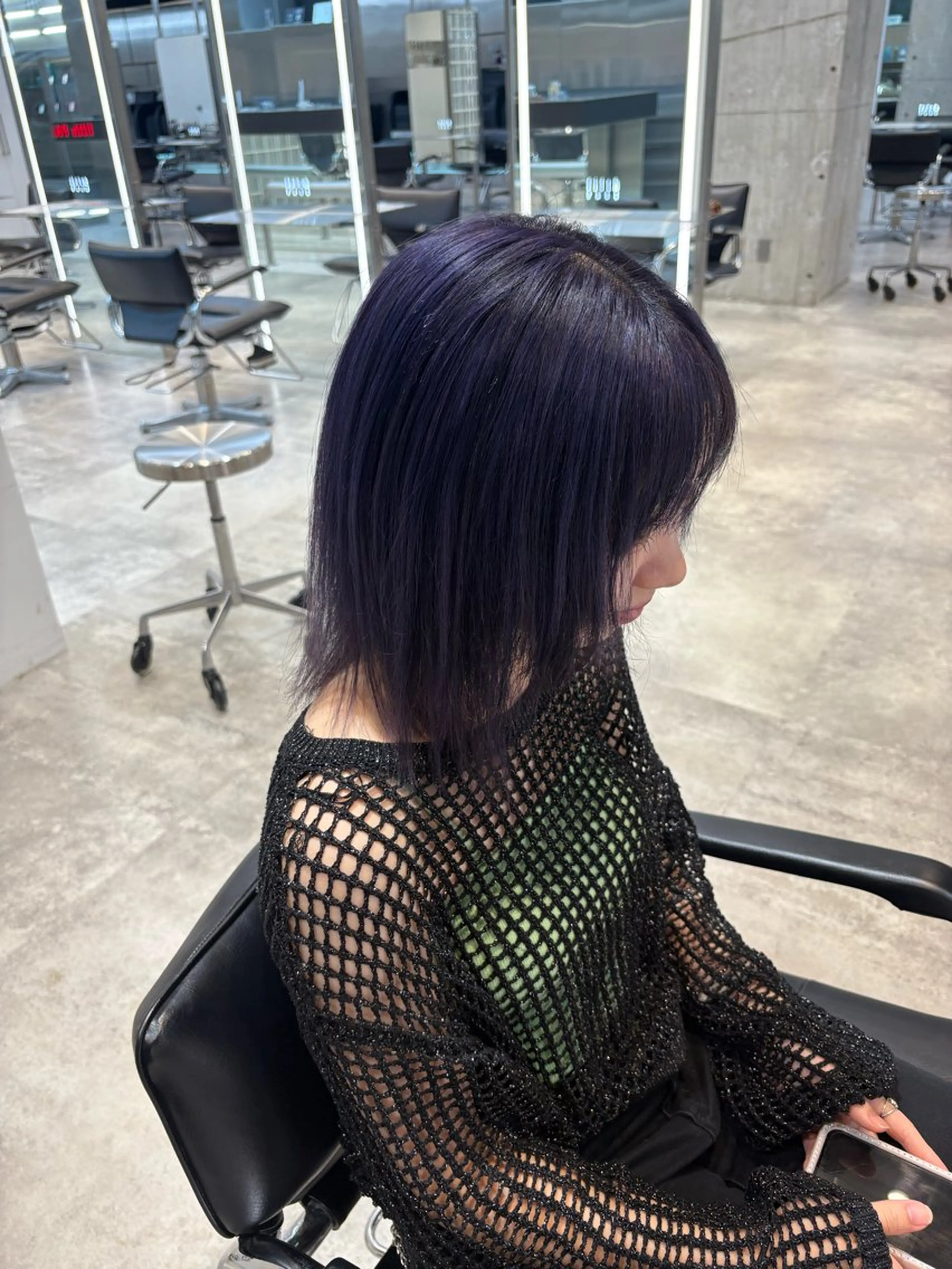 ミディアム カラー ブリーチ バイオレットカラー メンズパーマ特化 園田　楓莉のヘアスタイル