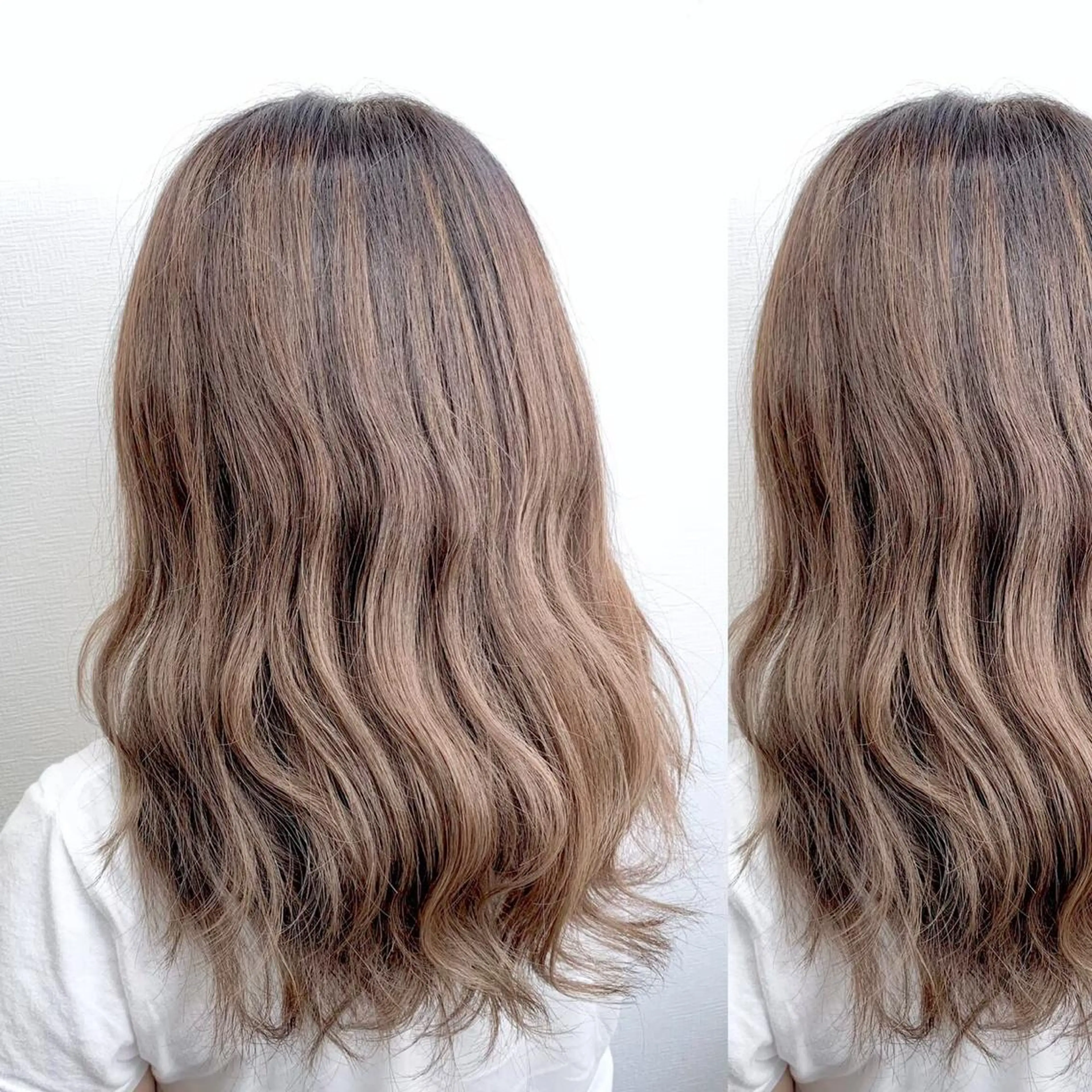 ミディアム カラー JuNブリーチに 縮毛矯正するプロのヘアスタイル