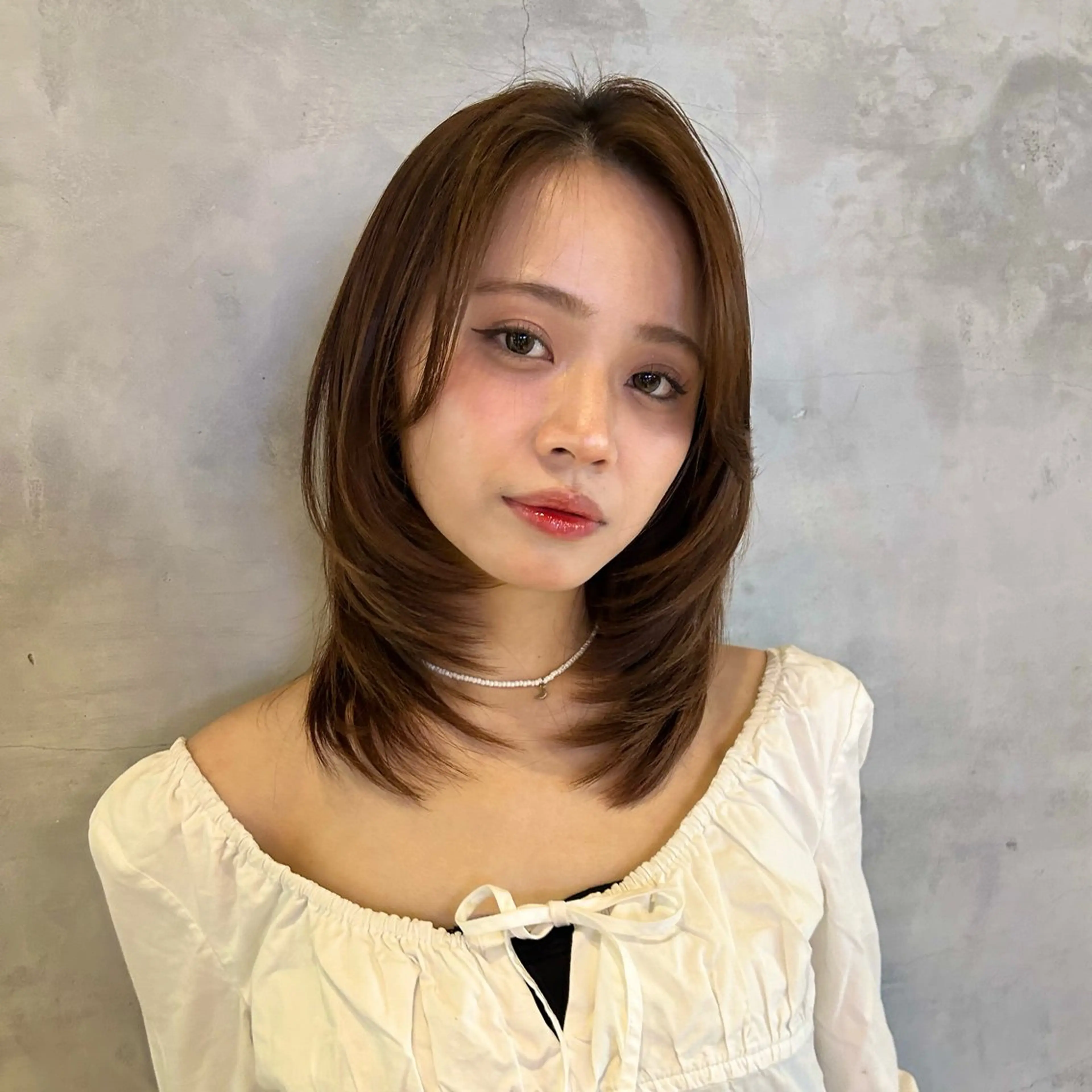 ミディアム カラー ブラウンカラー レイヤーカット カット ヘアカラー トリートメント 顔周り/レイヤー/ 透明感/あやか💕のヘアスタイル