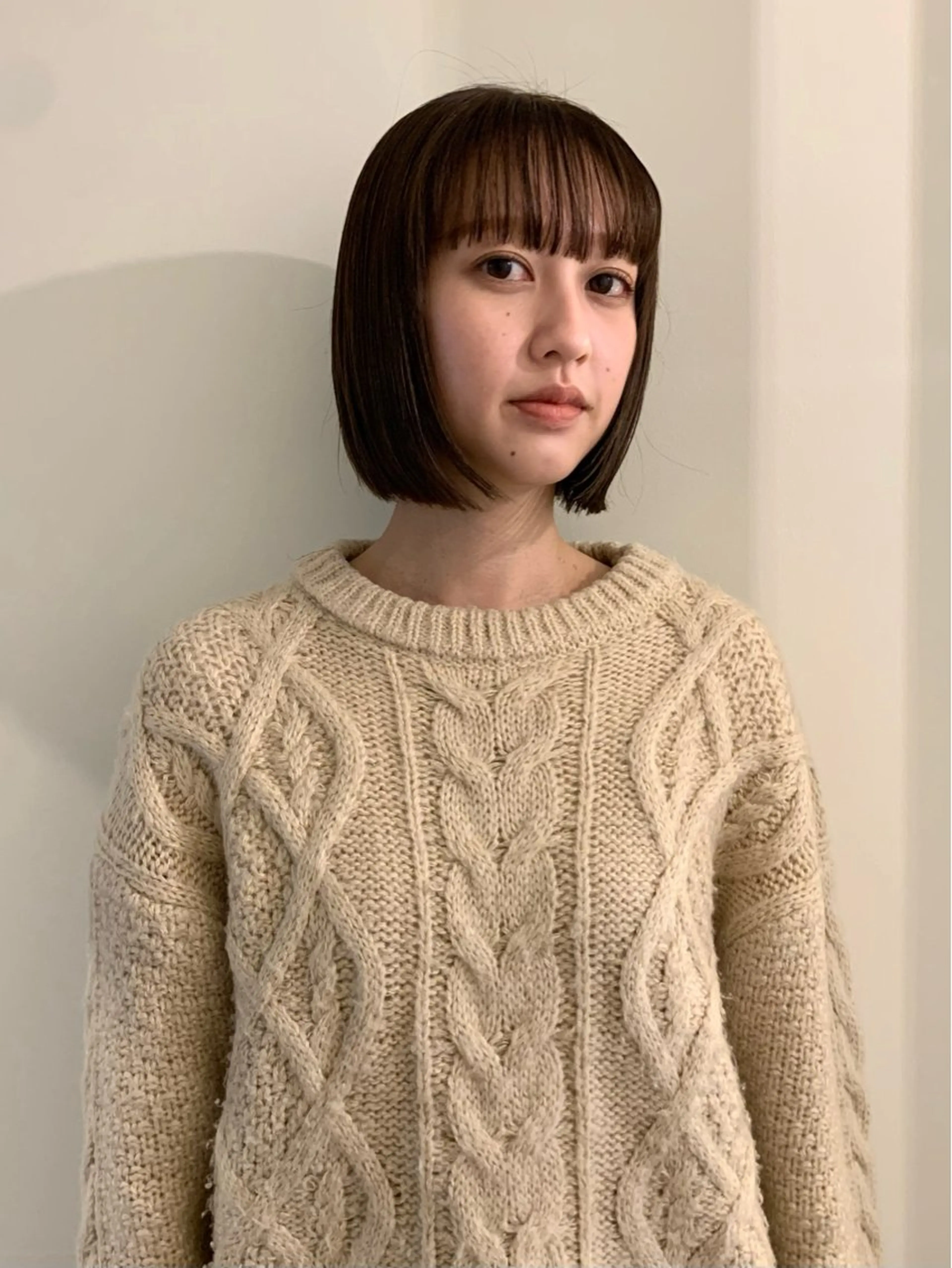 セミロング カラー ボブ 髪質改善 カット ヘアカラー トリートメント 落合希 Olivebeigeのヘアスタイル