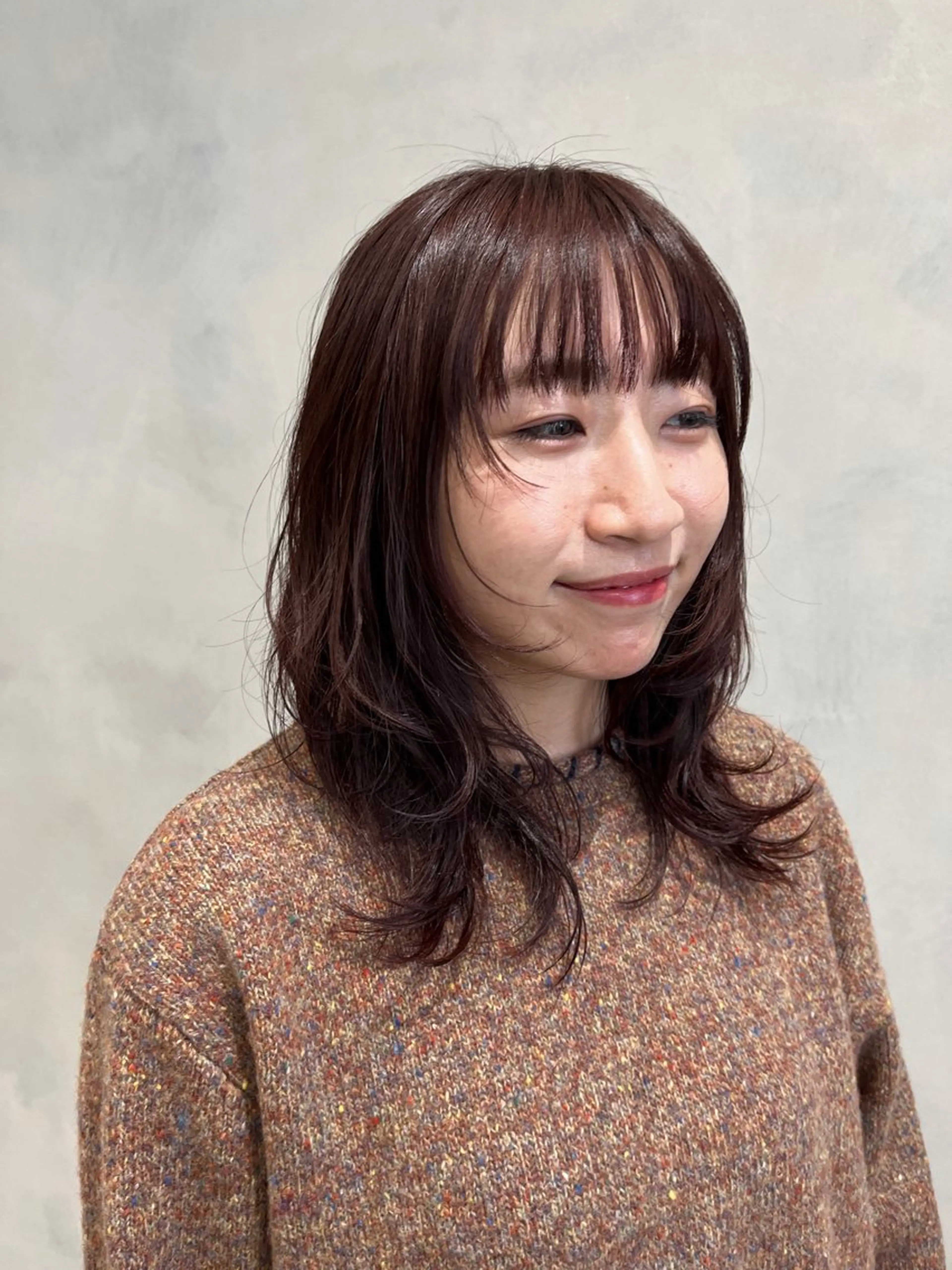 ミディアム カラー パーマ 似合わせ/レイヤー/ ボブ/西島 絢香のヘアスタイル