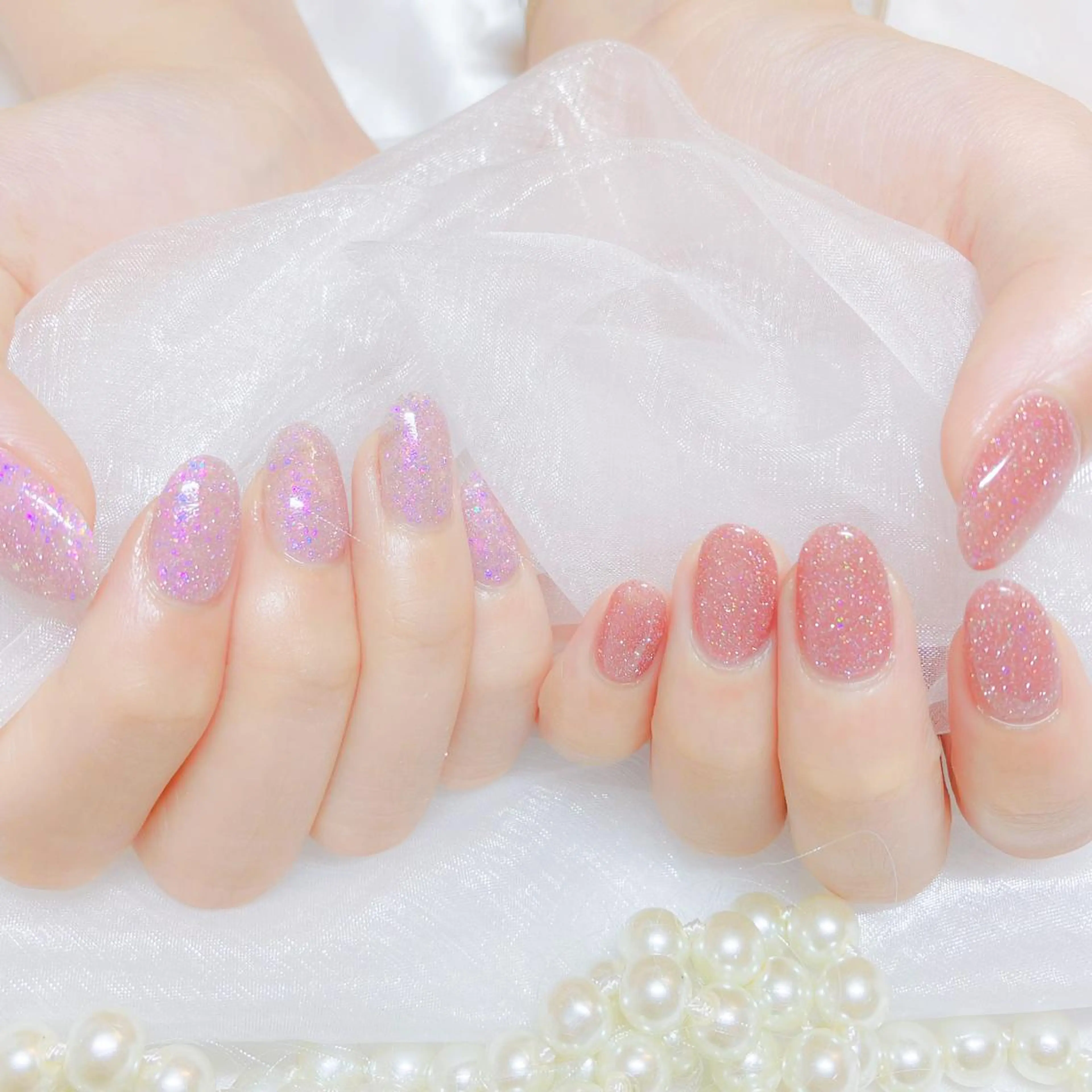 ネイル オーロラネイル フラッシュネイル ジェルネイル 氷ネイル・うるうるネイル キラキラネイル Amour baseのネイルデザイン