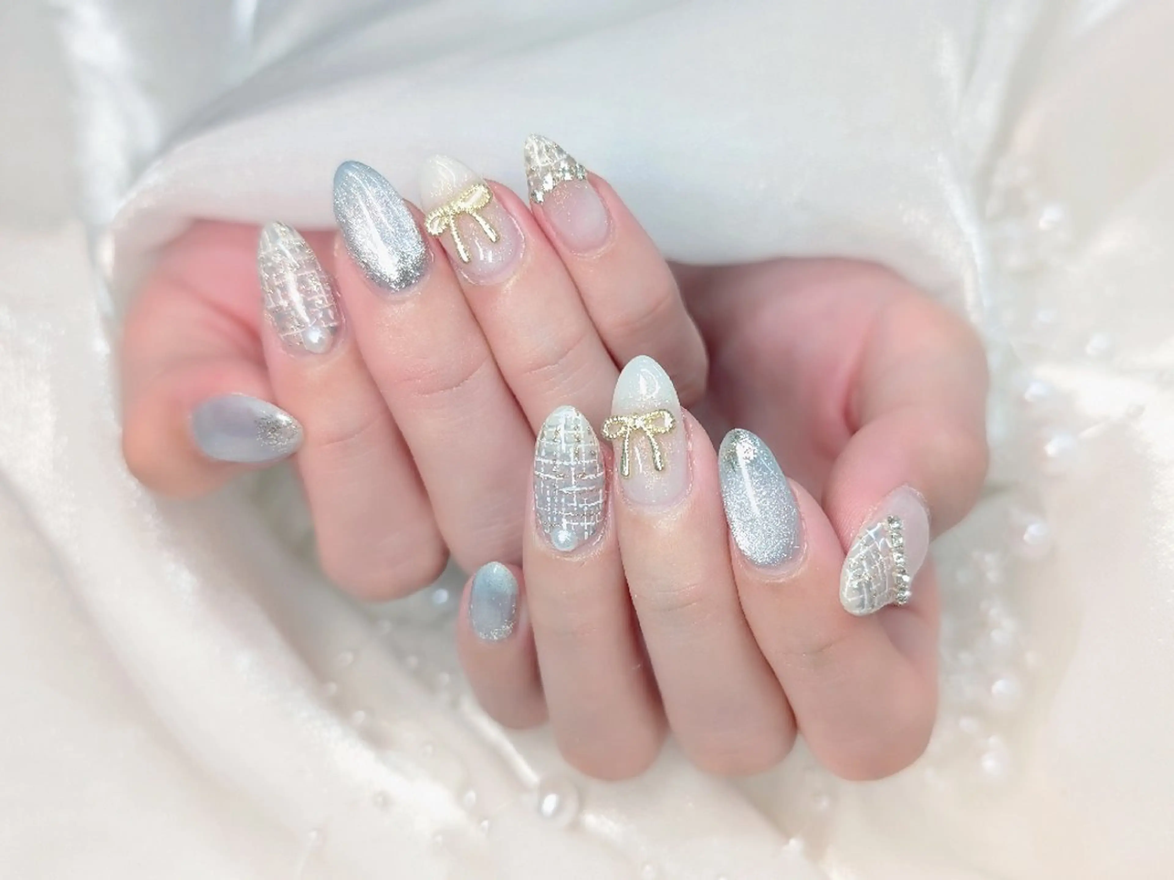ネイル 長さ出し フラッシュネイル フレンチネイル ジェルネイル キラキラネイル Chouette Nailのネイルデザイン