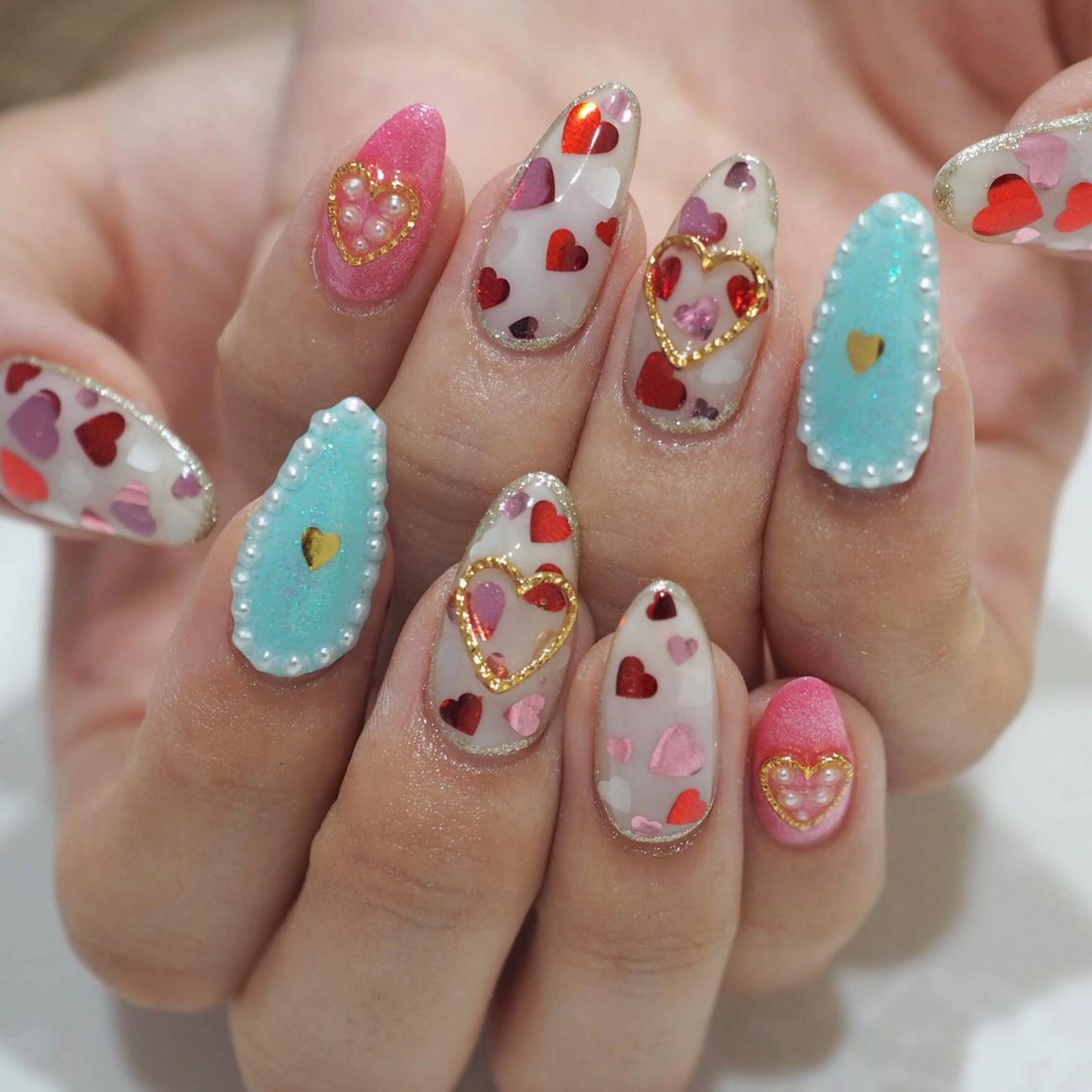 ネイル ハート バレンタイン ハンドネイル nailroom- KANOAのネイルデザイン