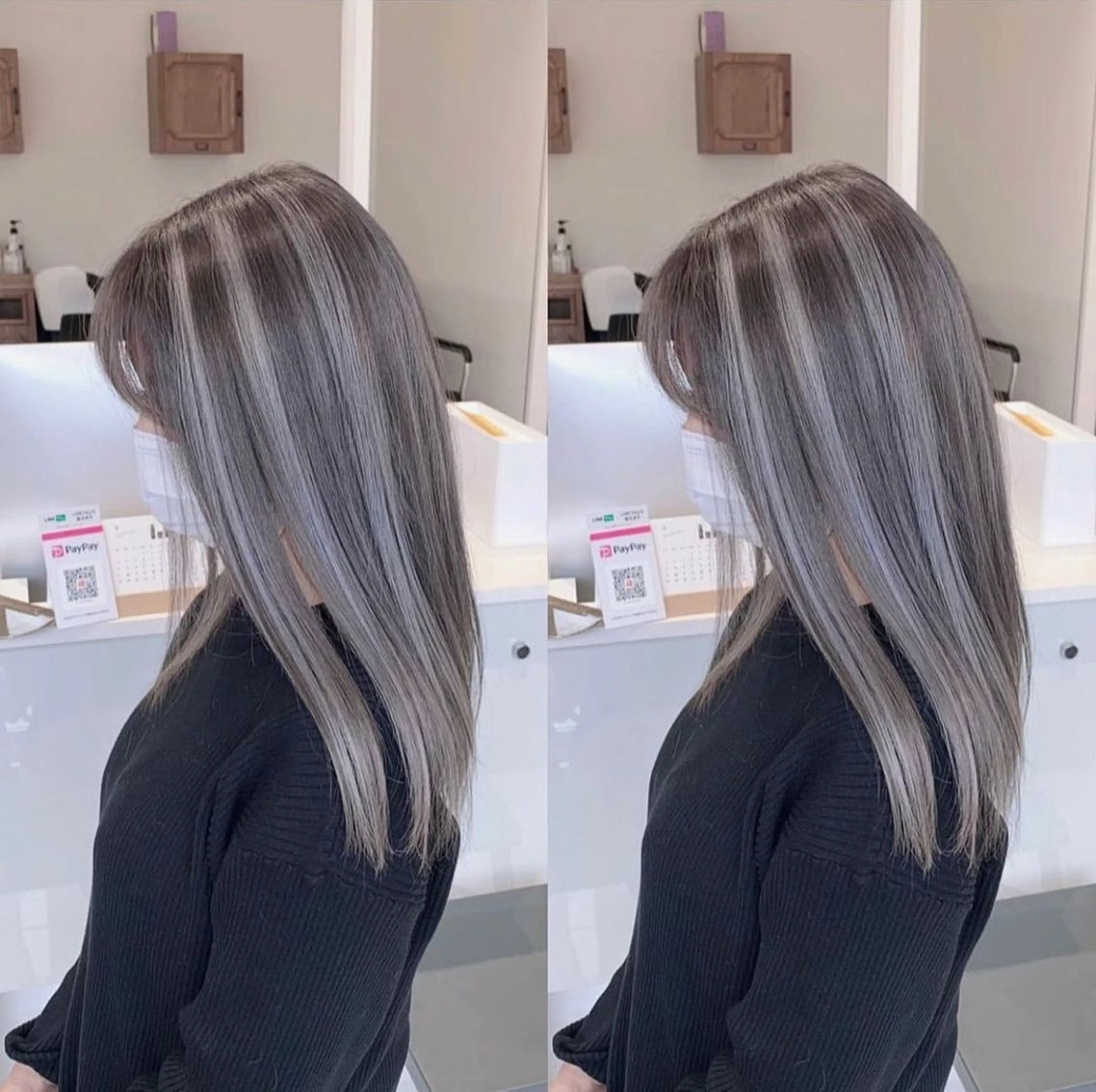 ロング カラー ブリーチ ケアブリーチ ヘアカラー オフホワイトアンドなんば所属・福西 洋斗のヘアスタイル