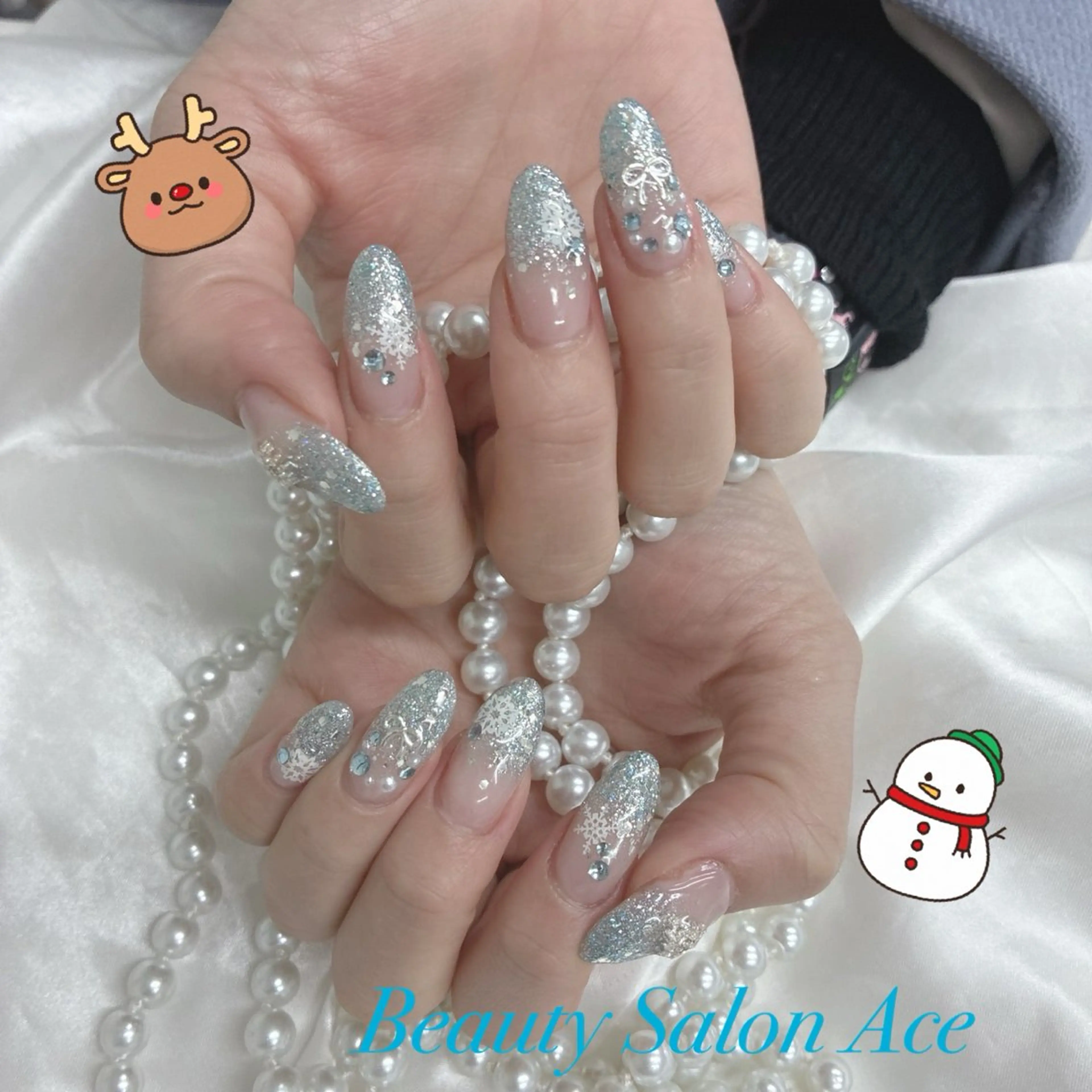 ネイル ラメ(グリッター) ハンドネイル ハンドケア Beauty Salon Ace（ネイルサロン　エース）所属・池袋フィルイン Ace♡長さだしのネイルデザイン