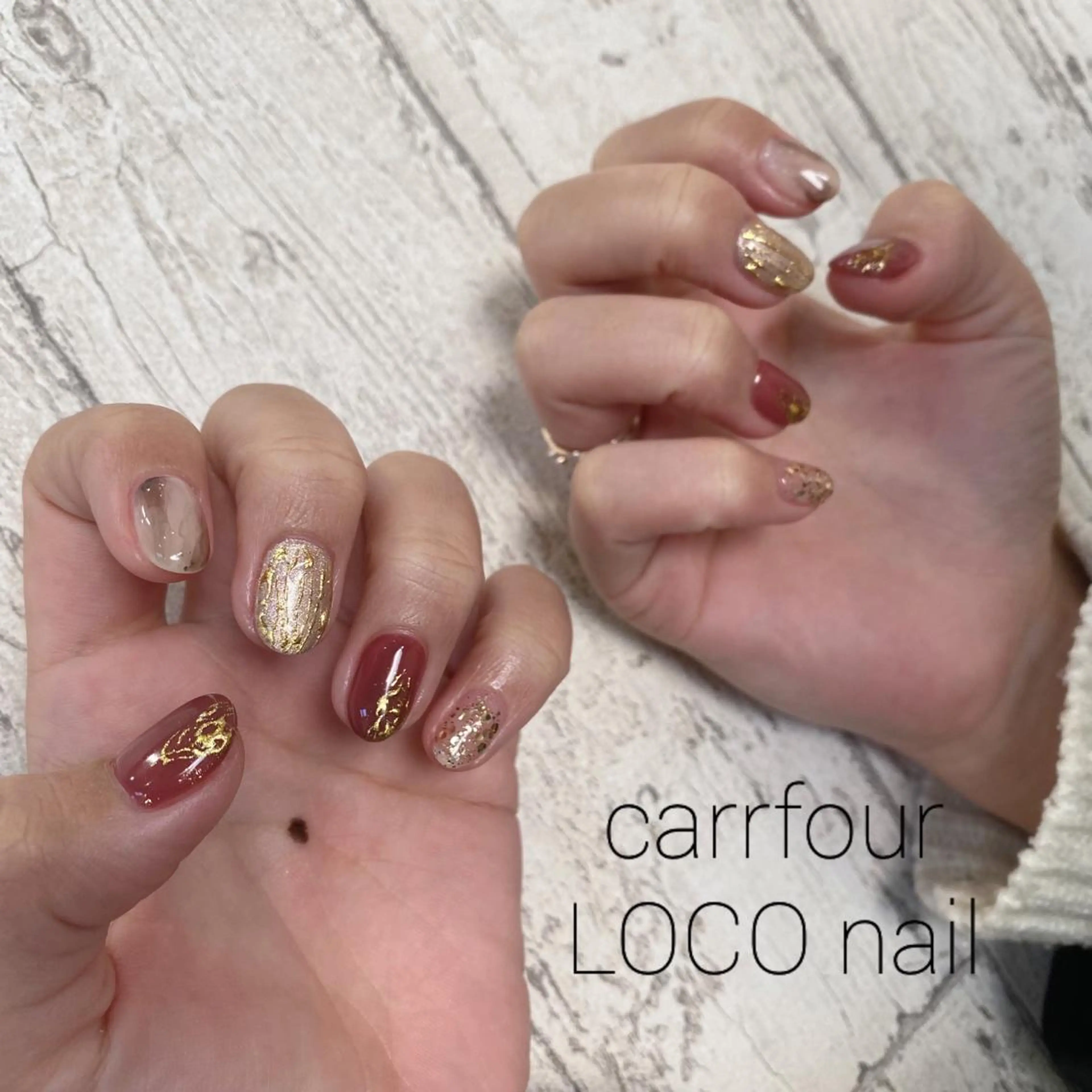 ネイル ブラウン ピンク 中村 麻衣のネイルデザイン