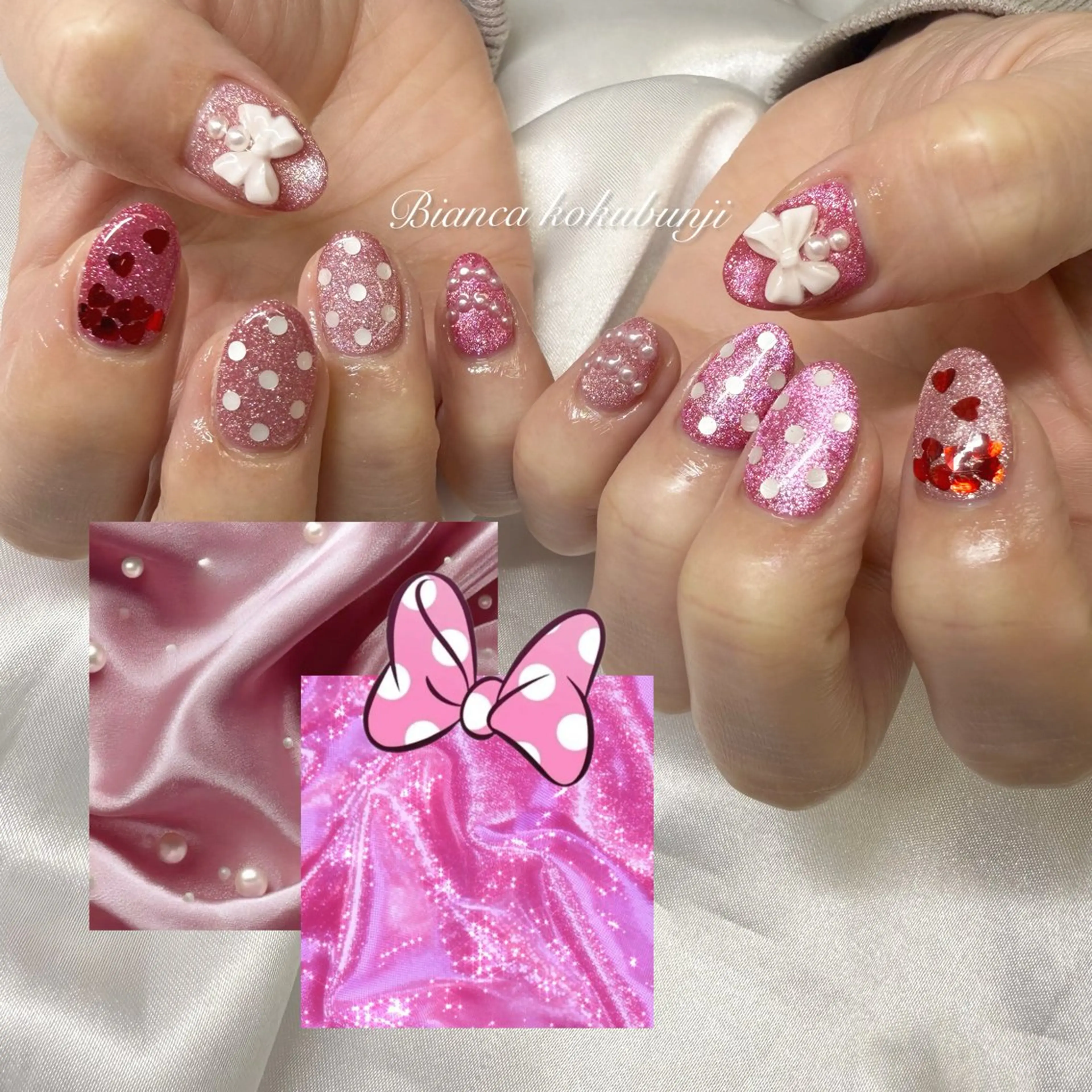 ネイル 持ち込み ピンク ハンドネイル Bianca☁国分寺 🤍店長/黒木愛美のネイルデザイン