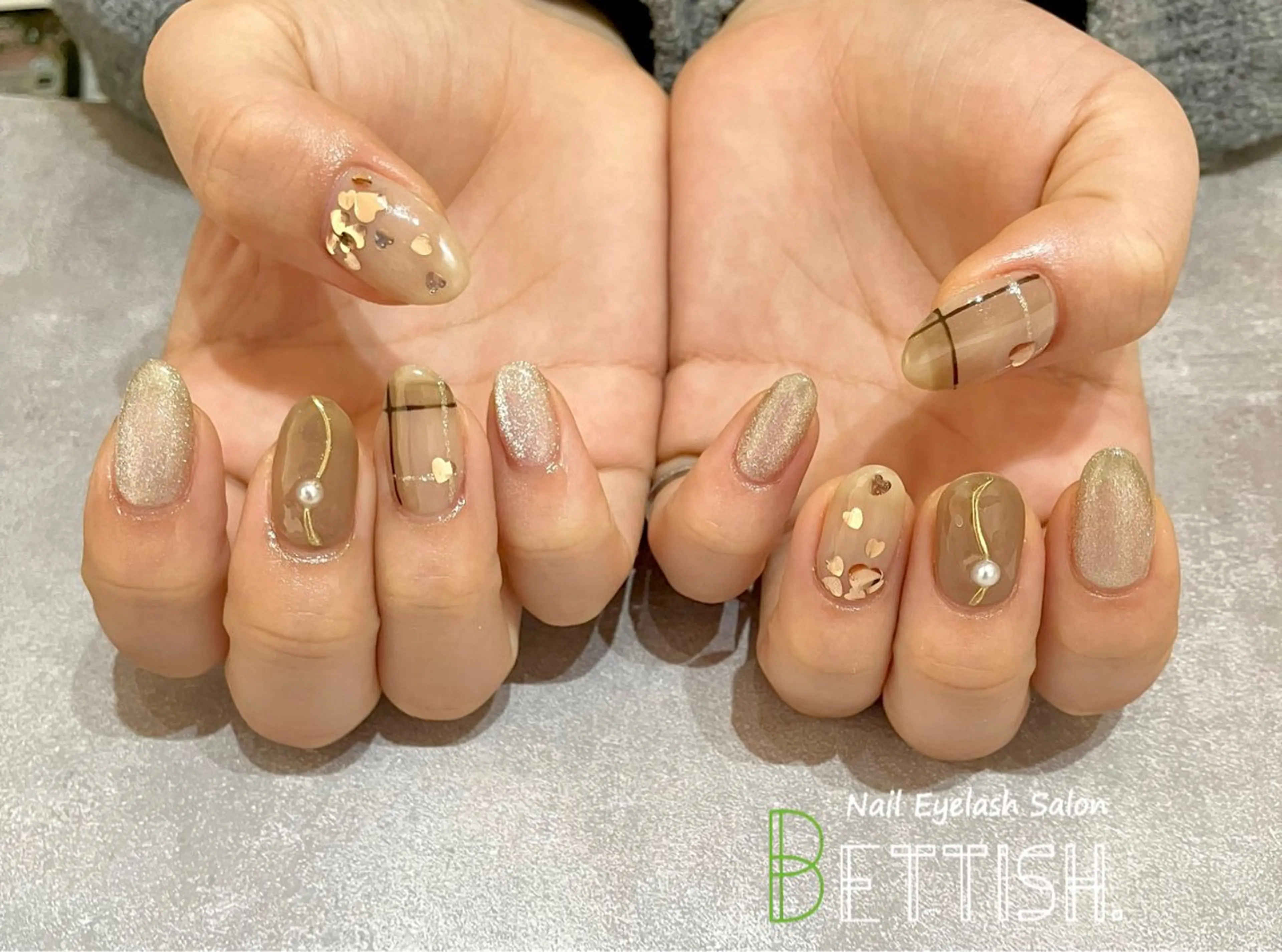 ネイル ブラウン バレンタイン ハンドネイル BETTISH. KUMIKO☺︎︎のネイルデザイン