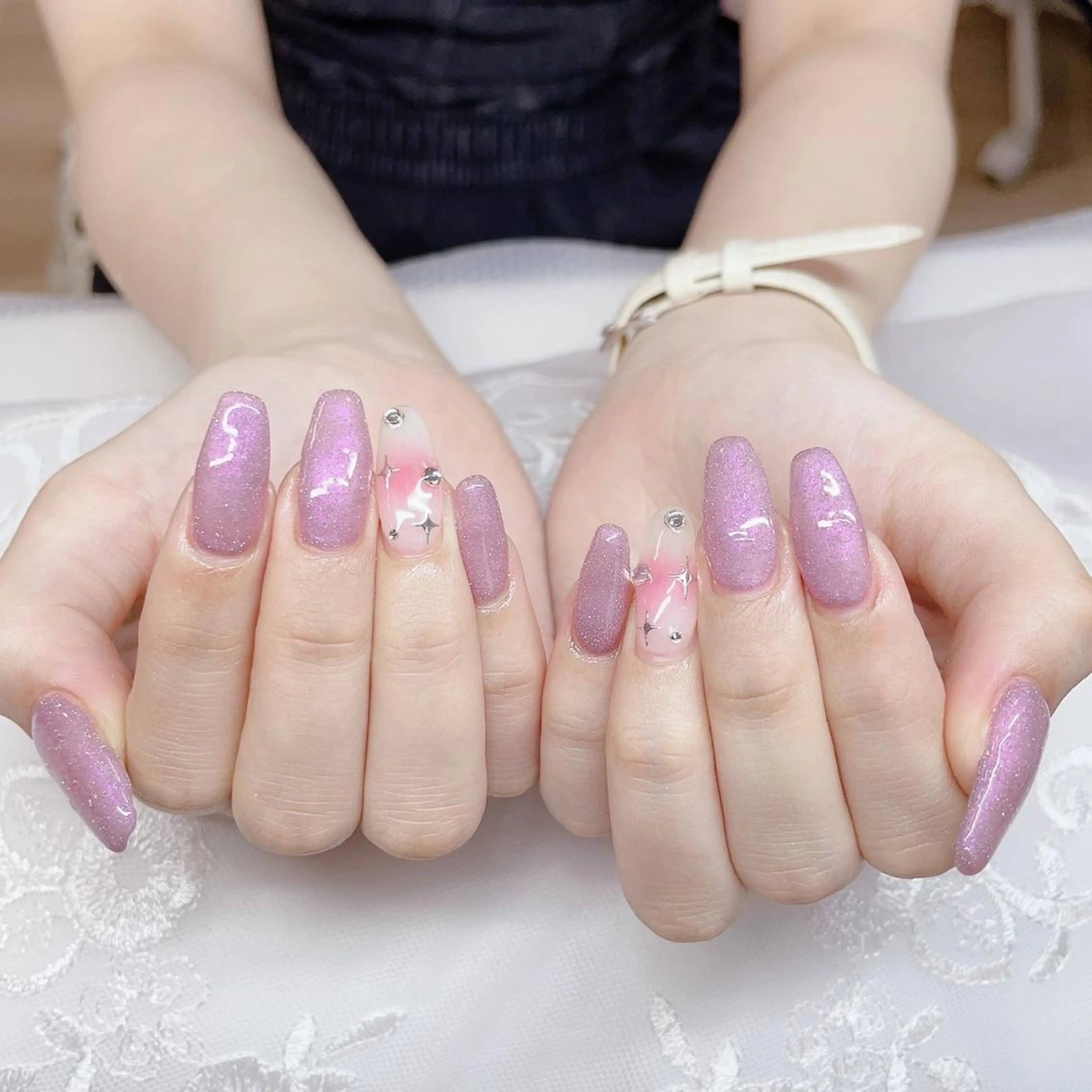 ロング ハンドネイル ハンドケア 💜MIYA nail川崎店のネイルデザイン