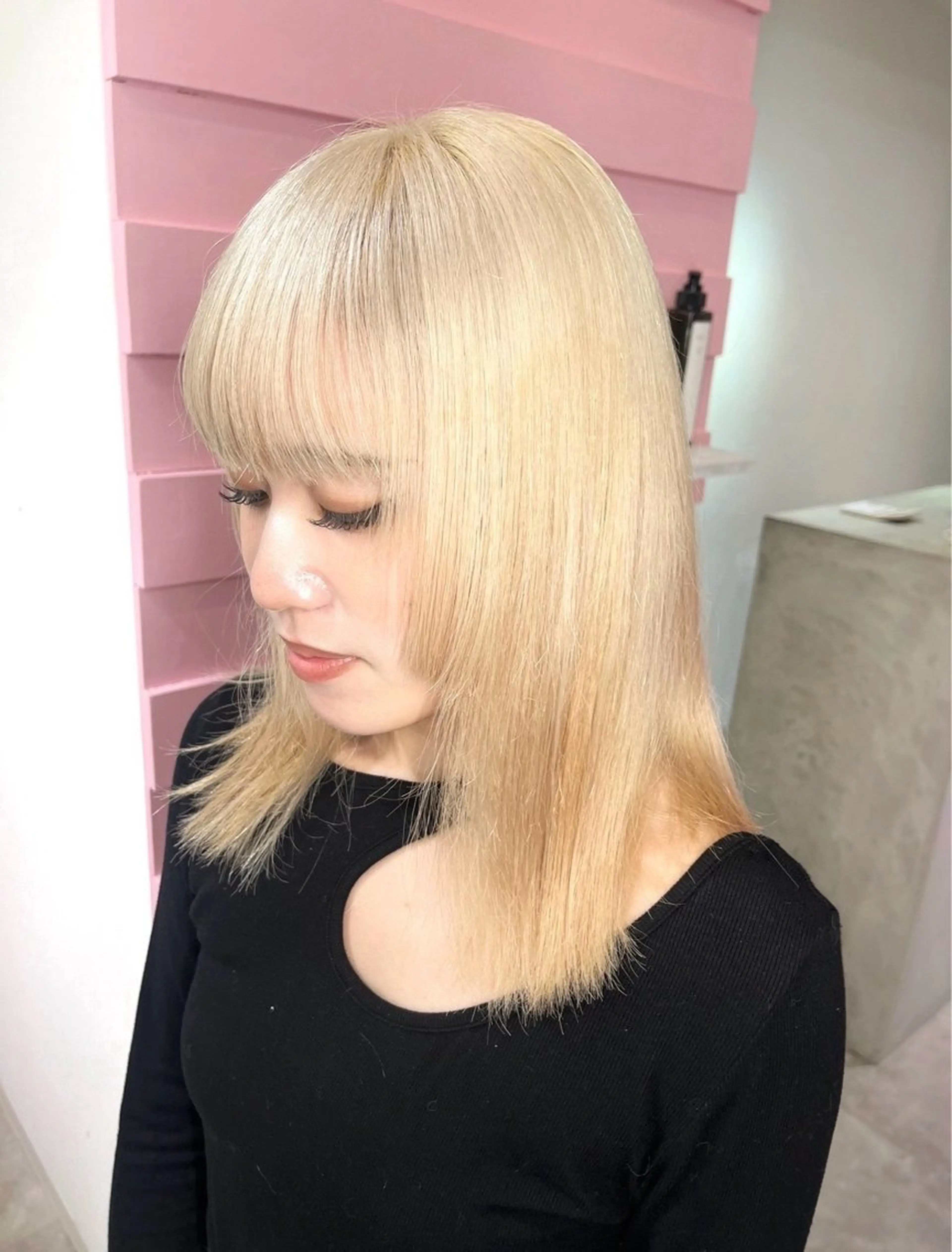 カラー 心斎橋/ブロンド/ ペールカラー/あみかのヘアスタイル