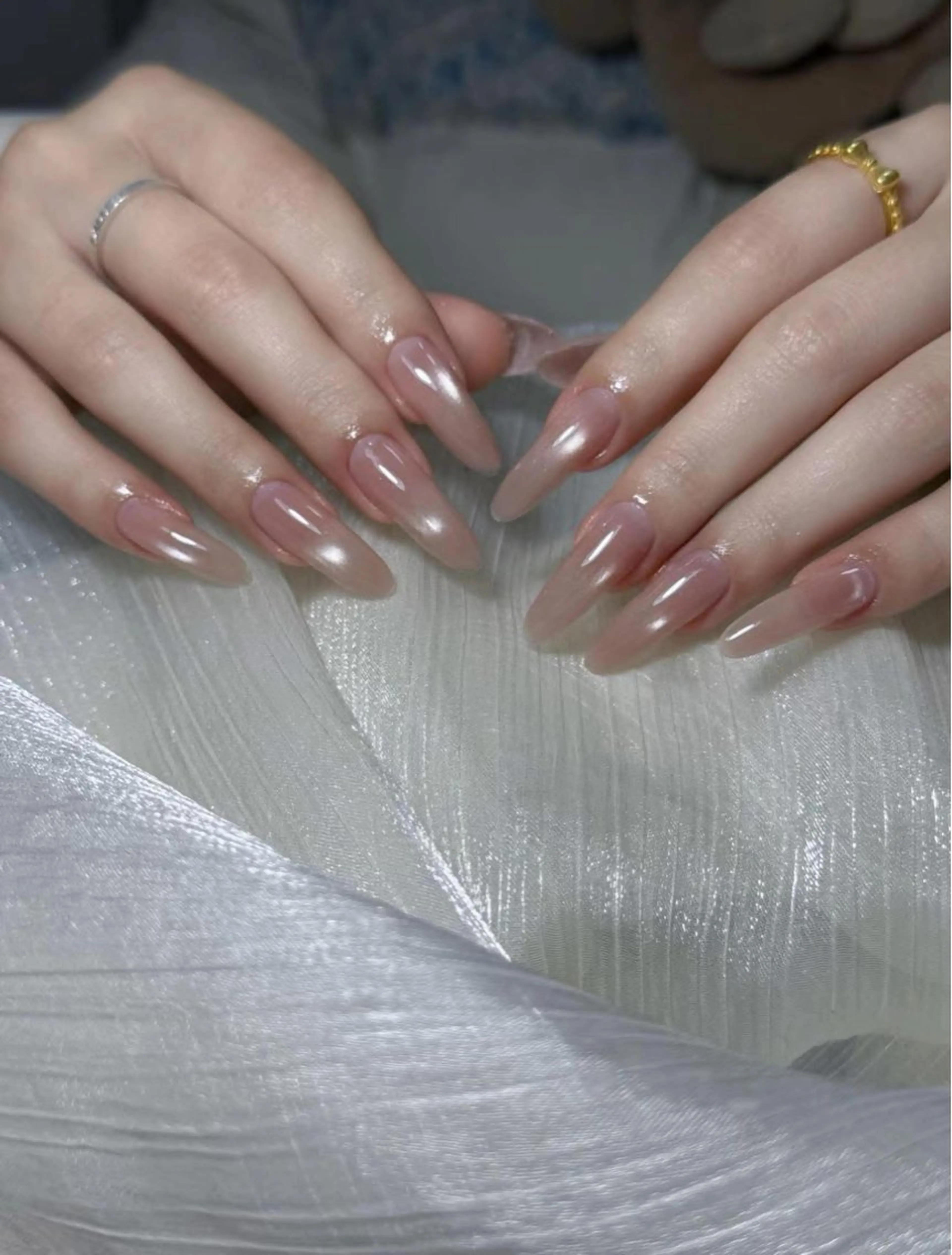 ネイル チークネイル フレンチネイル グラデーション キラキラネイル 韓国ネイル ハンドネイル Minette nailHuongのネイルデザイン