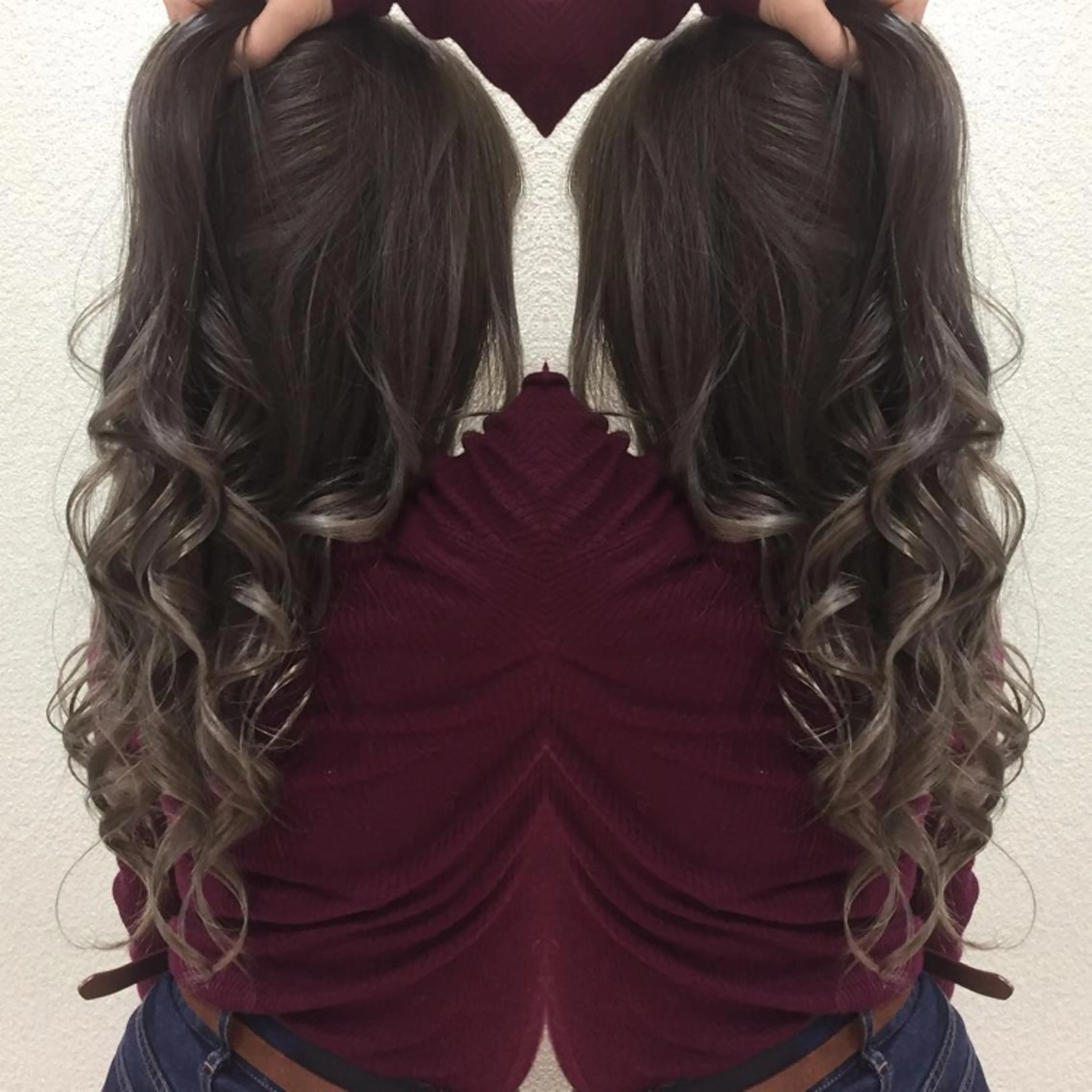 ロング カラー アッシュ 透明感カラー グラデーションカラー グレージュ 髪質改善特化サロン ICONIQ天神店のヘアスタイル