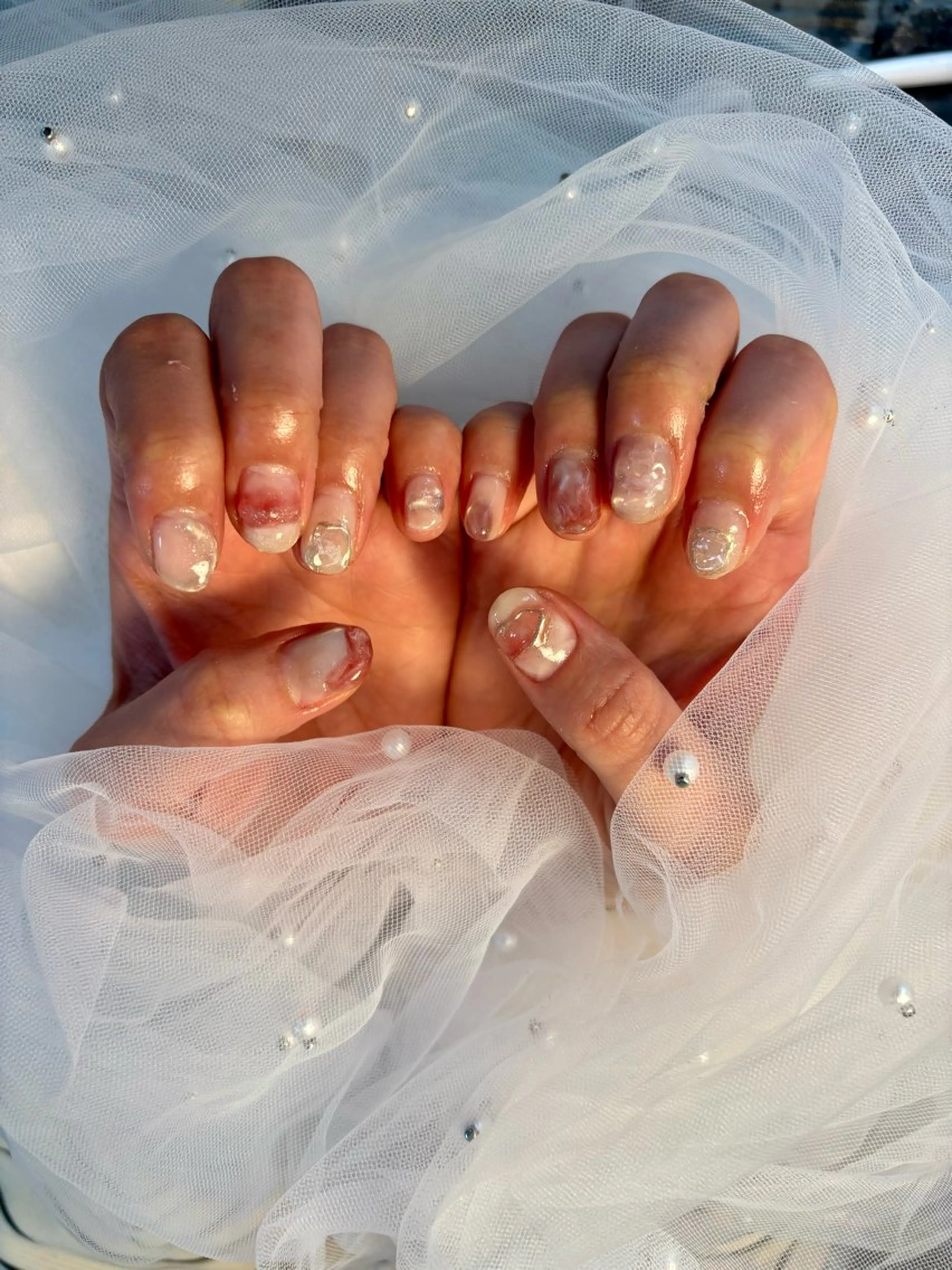 ネイル フラッシュネイル フットネイル フレンチネイル ジェルネイル ガラスフレンチ Nail salon Natulalのネイルデザイン