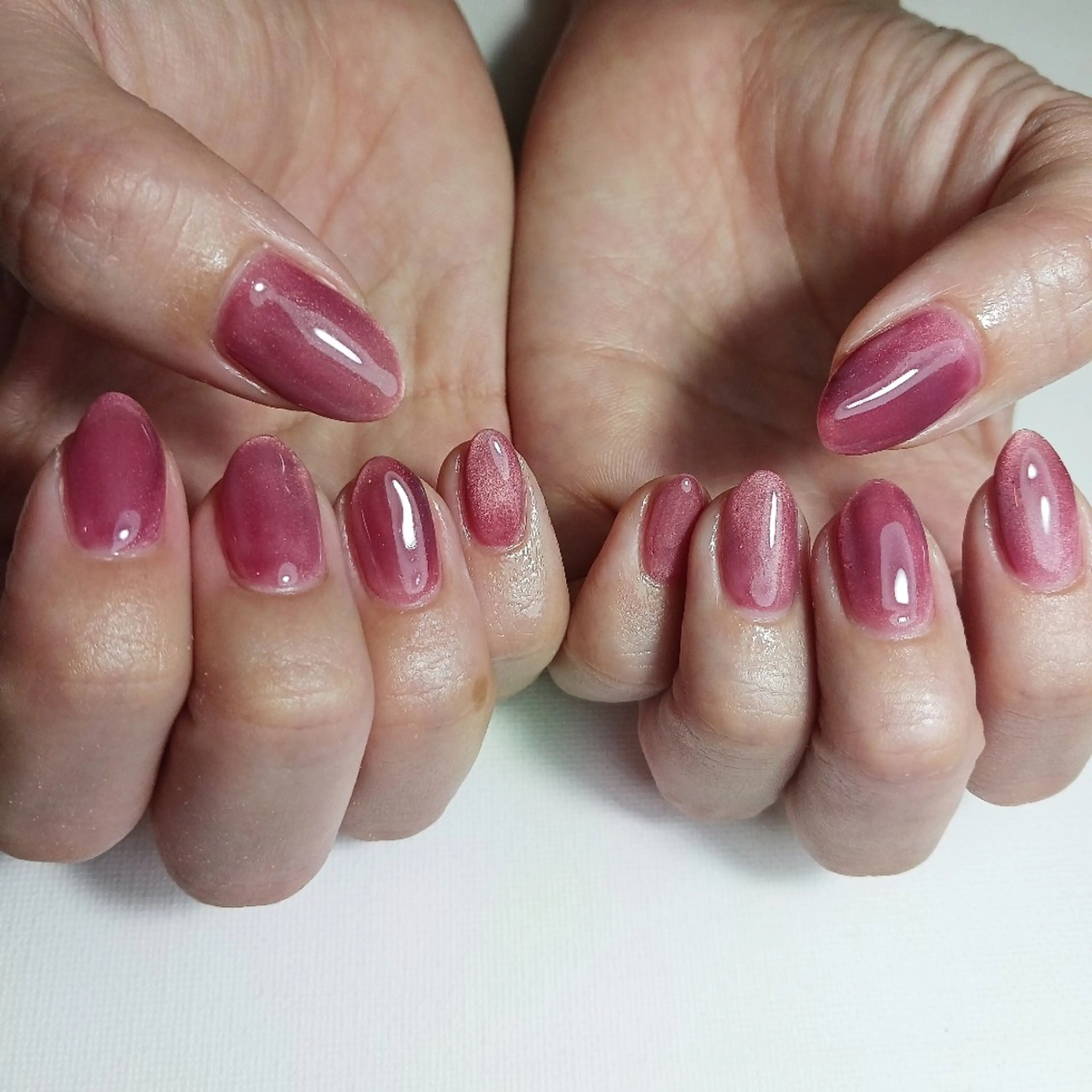 ネイル ジェルネイル マグネットネイル 持ち込み ピンク ショートネイル ハンドネイル owlnail /持込みデザイン専門のネイルデザイン