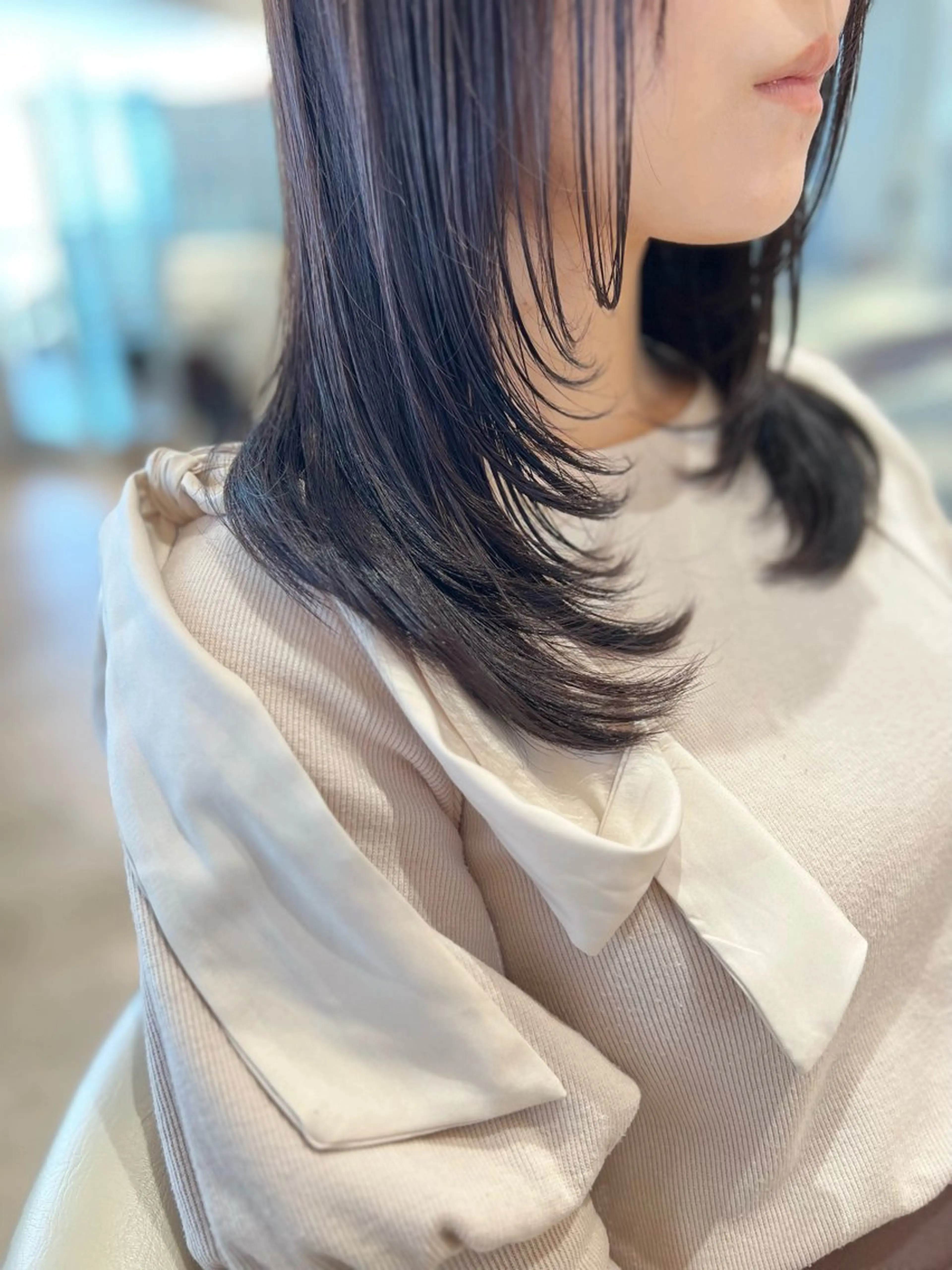 セミロング カラー ディープラベンダー ラベンダーカラー 韓国風ヘア レイヤーカット 韓国レイヤー🇰🇷 韓国研修◎渋谷カイトのヘアスタイル