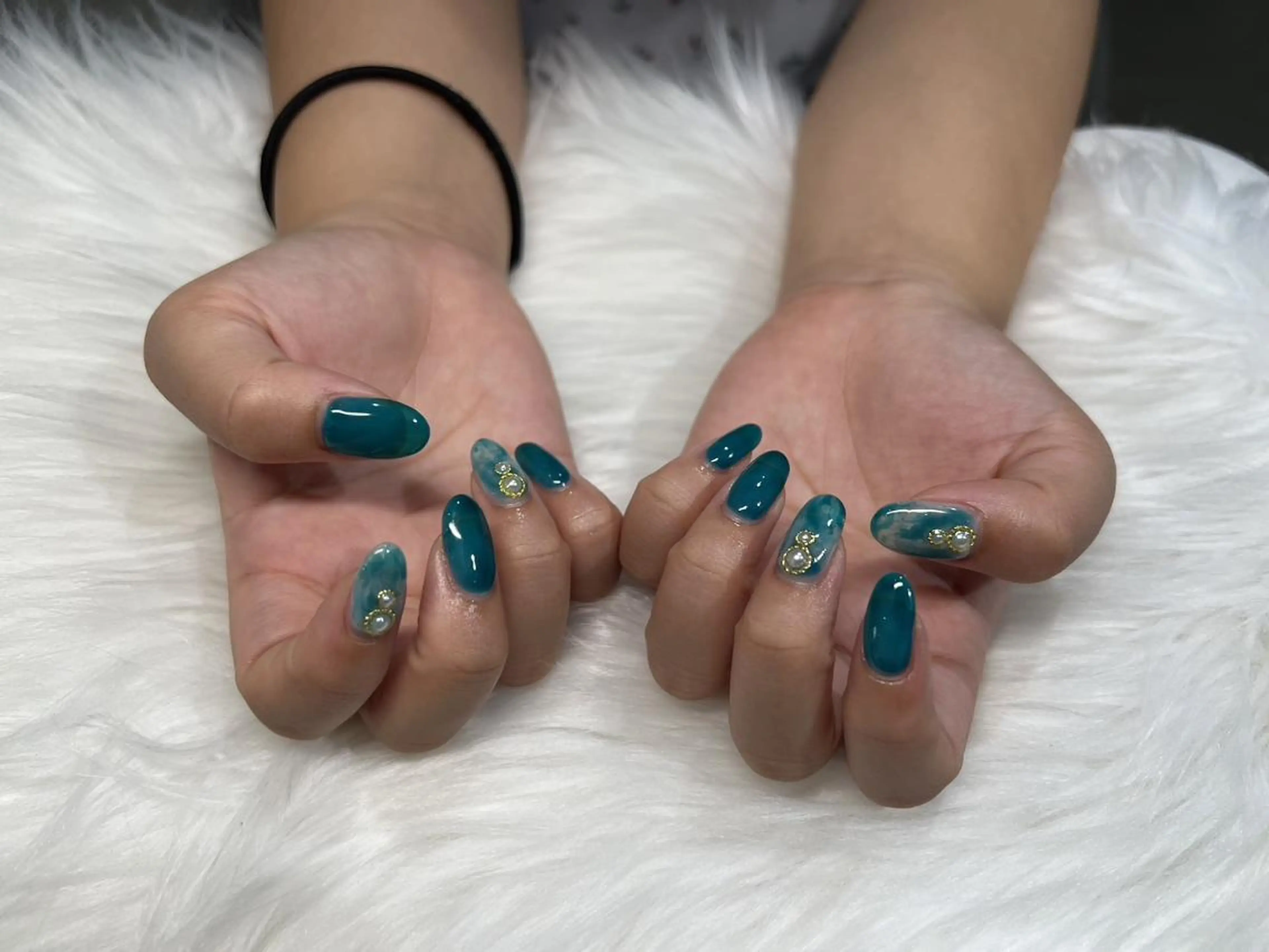 ネイル ブルー ハンドネイル Nail Salon Lindaのネイルデザイン