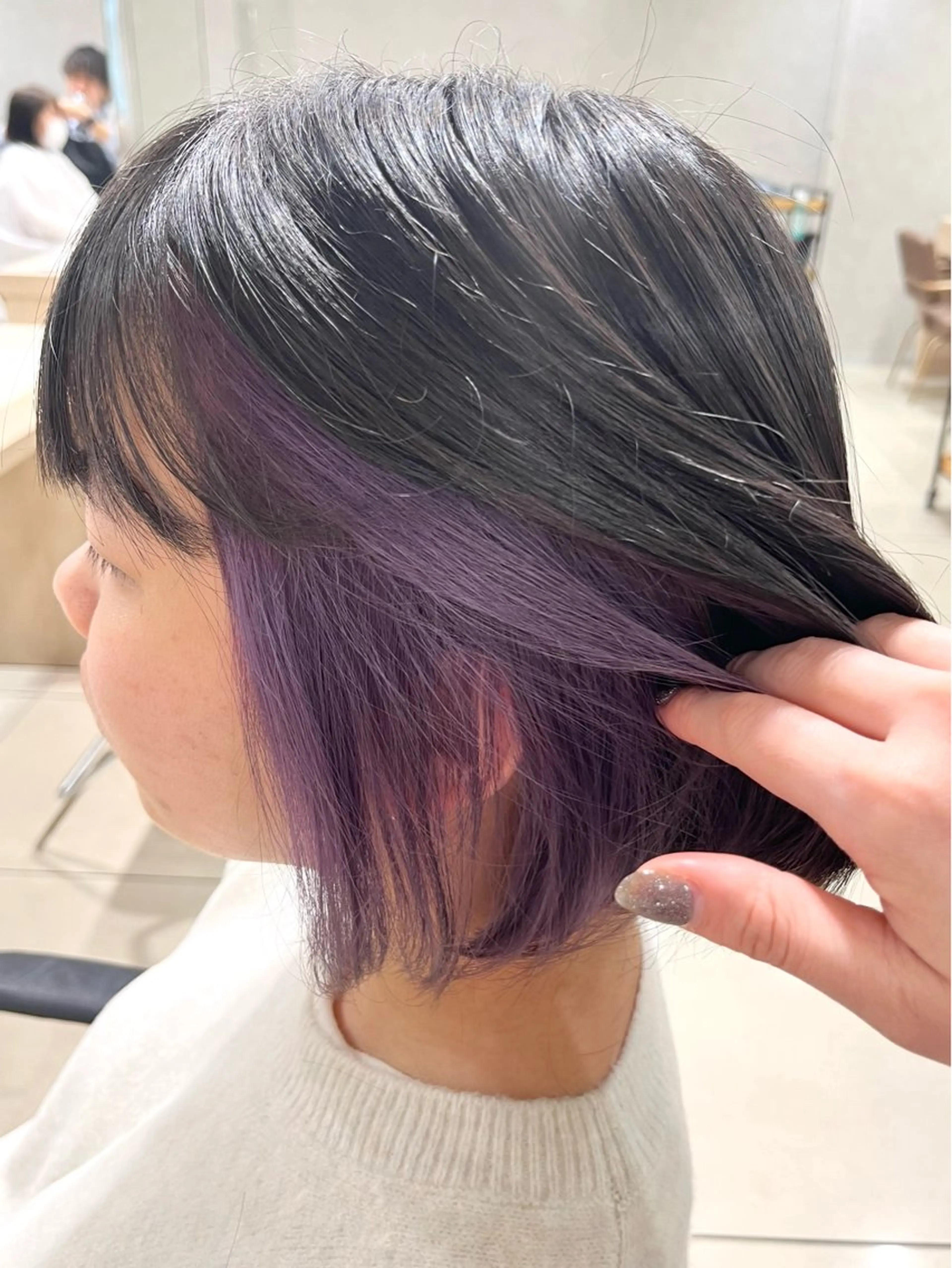 ミディアム カラー ブリーチ インナーカラー 学生 カット ヘアカラー 巖本 真希のヘアスタイル