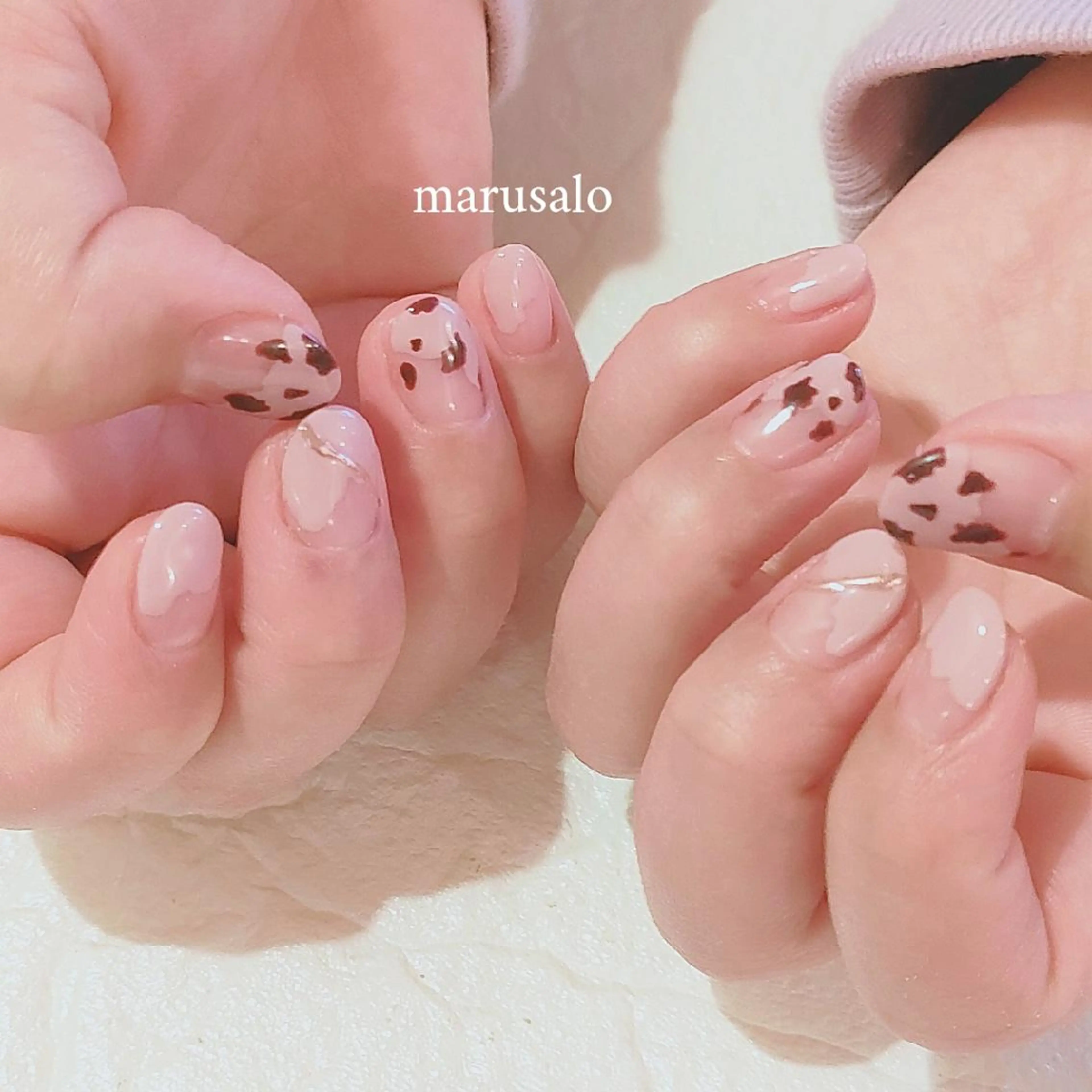 ネイル フレンチネイル ミラーネイル ニュアンスネイル ピンク 冬ネイル ハンドネイル marusalo nailのネイルデザイン