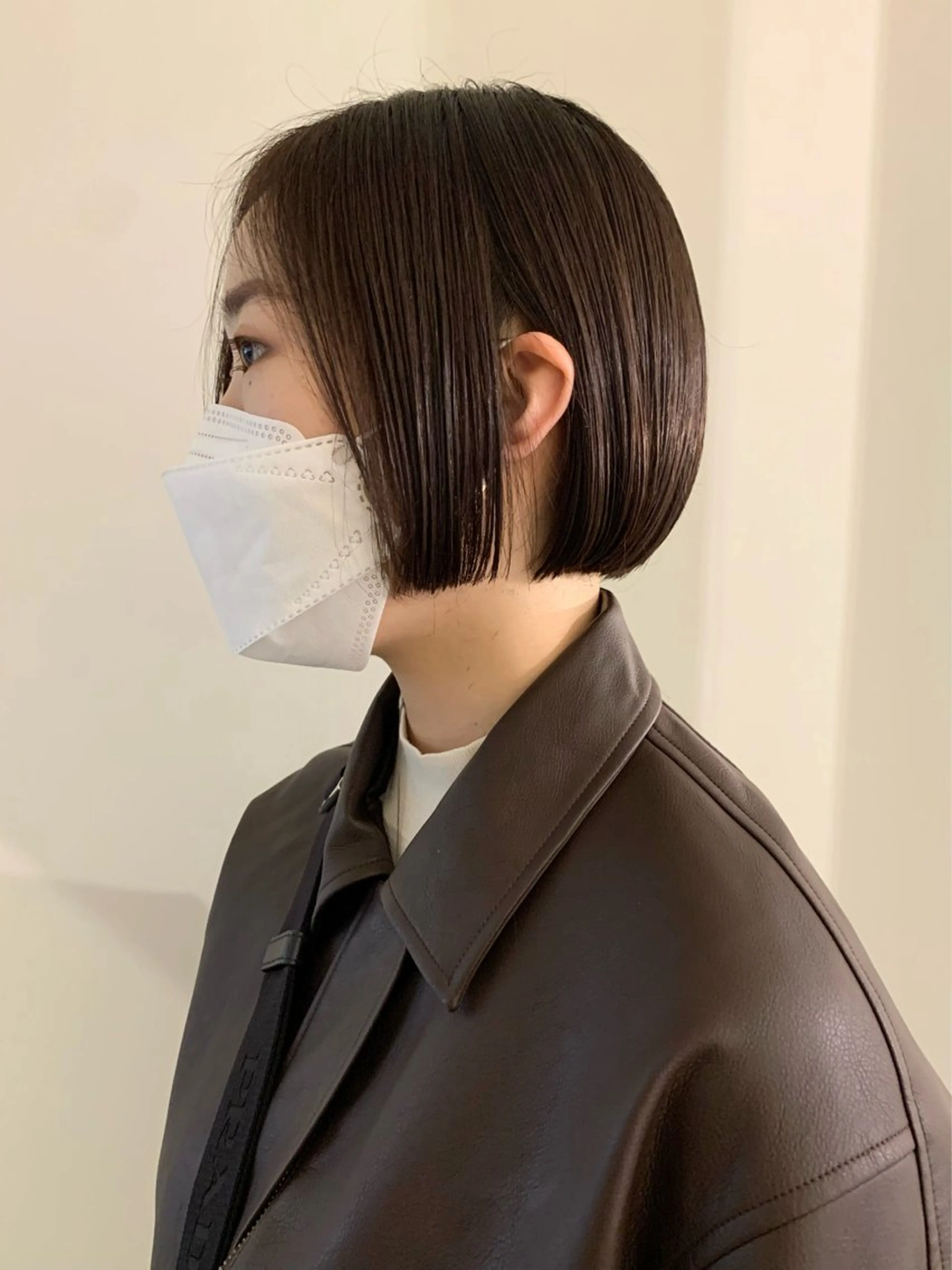 ミディアム カラー ボブ カット ヘアカラー トリートメント 落合希 Olivebeigeのヘアスタイル