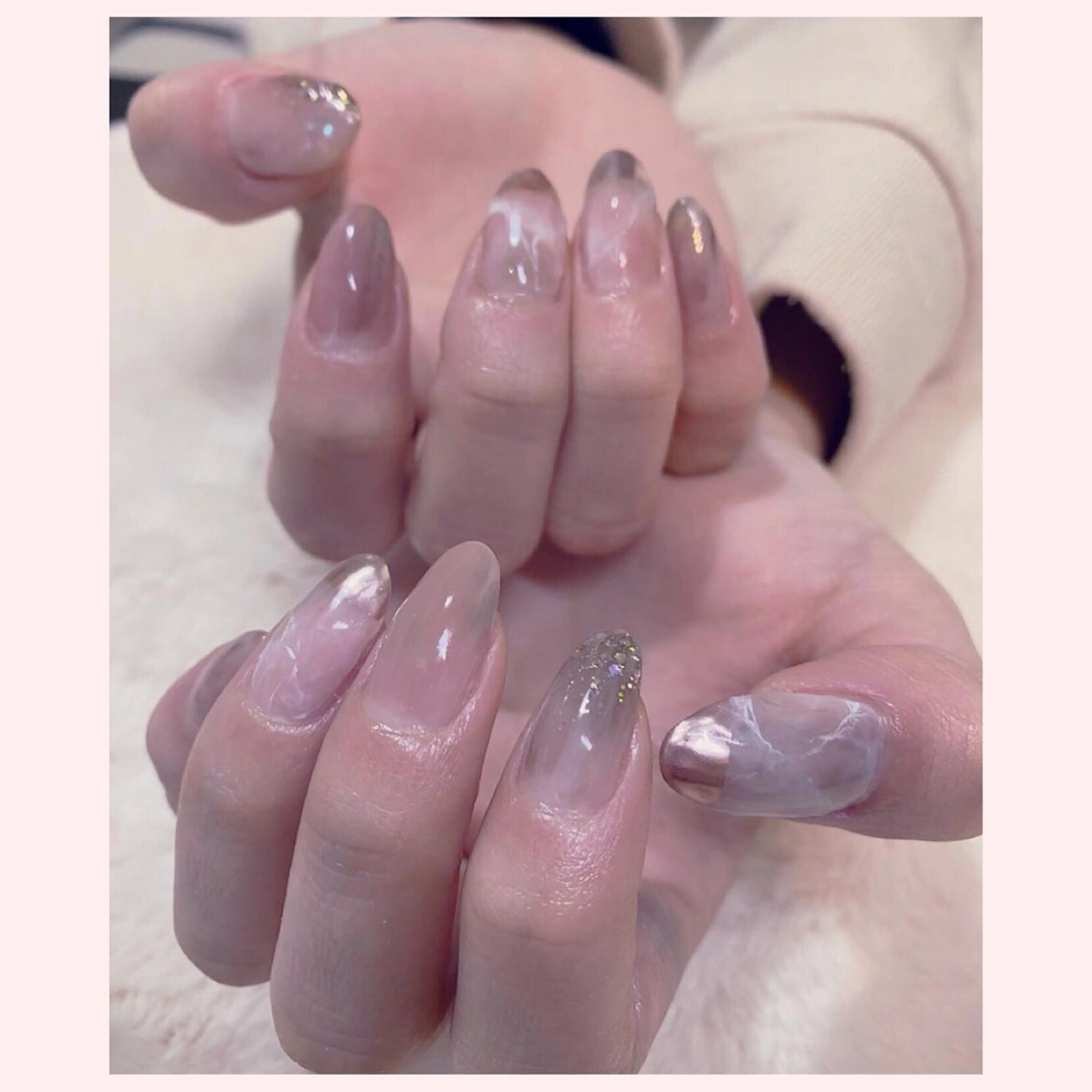 ネイル 大理石ネイル(マーブル) ミラーネイル YAS 青柳 安代のネイルデザイン