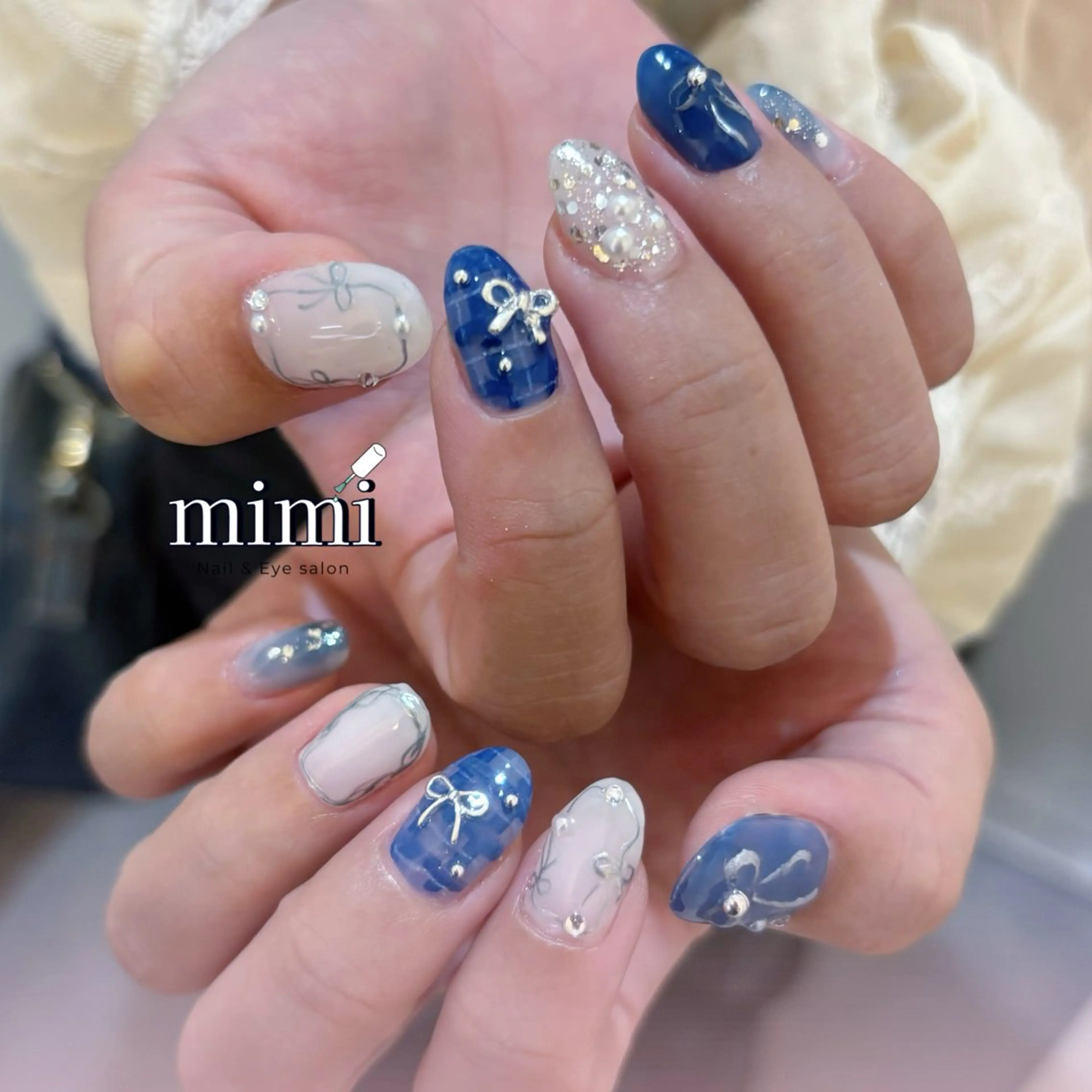 ネイル リボン moana mimi 天王寺のネイルデザイン