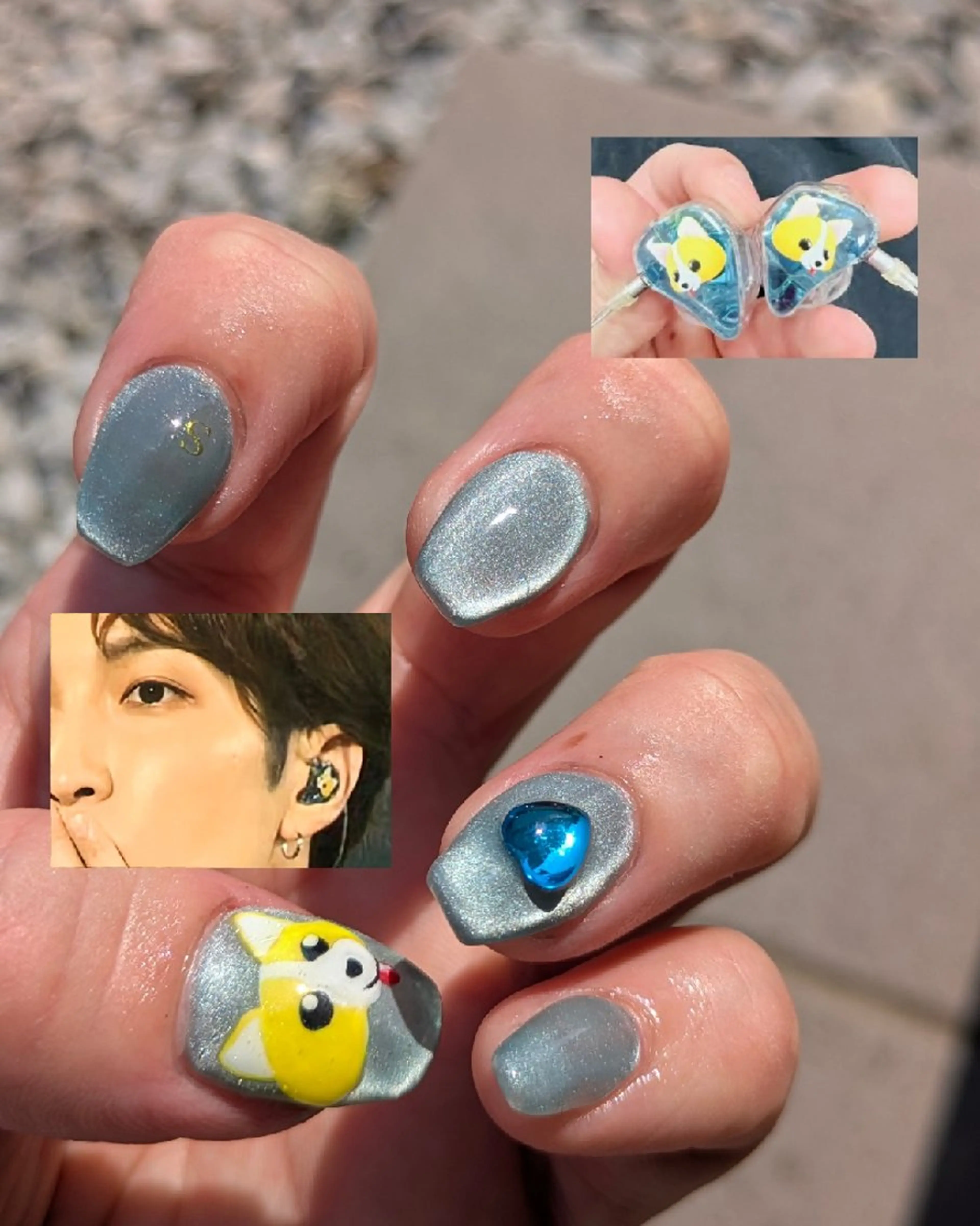 ネイル ハート ストーンネイル ハンドネイル La Belle Vie所属・imaichise 🧡💜推しネイルのネイルデザイン