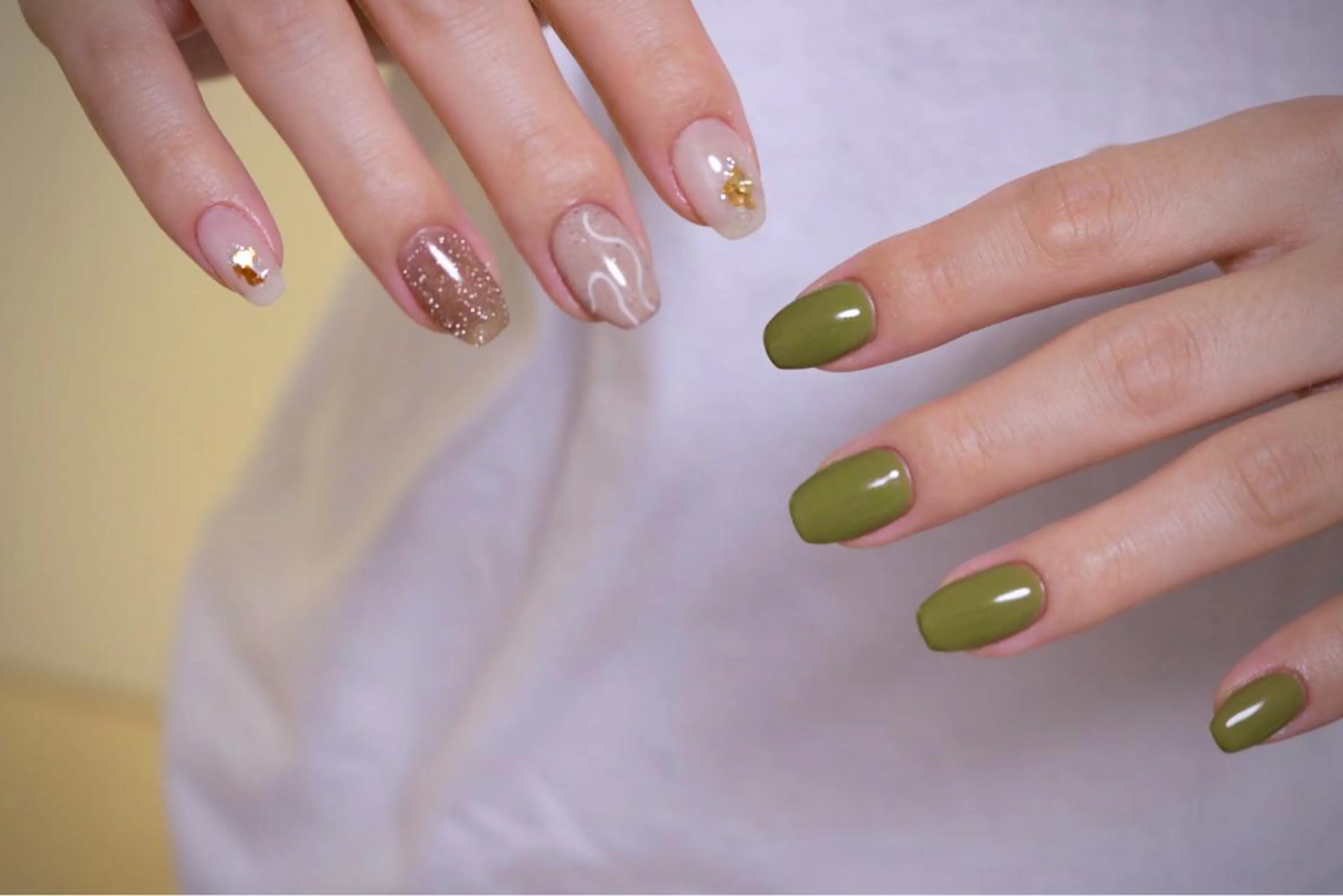 ネイル オーロラネイル カジュアル 長さ出し ジェルネイル 韓国ネイル MH Nailのネイルデザイン