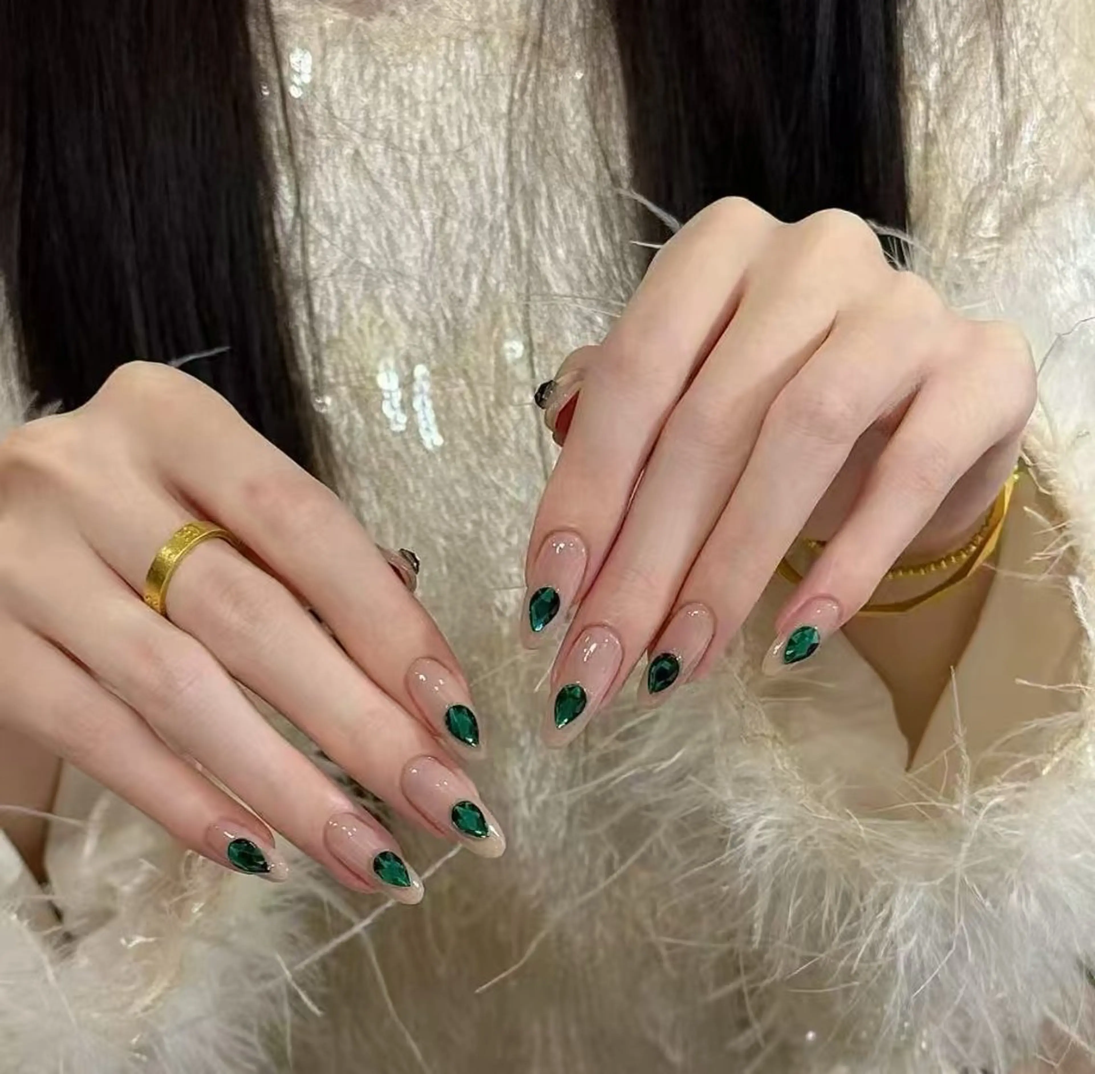 ネイル フラワーネイル フレンチネイル ジェルネイル ガラスフレンチ ハート ハンドネイル BabyYouMi nailのネイルデザイン