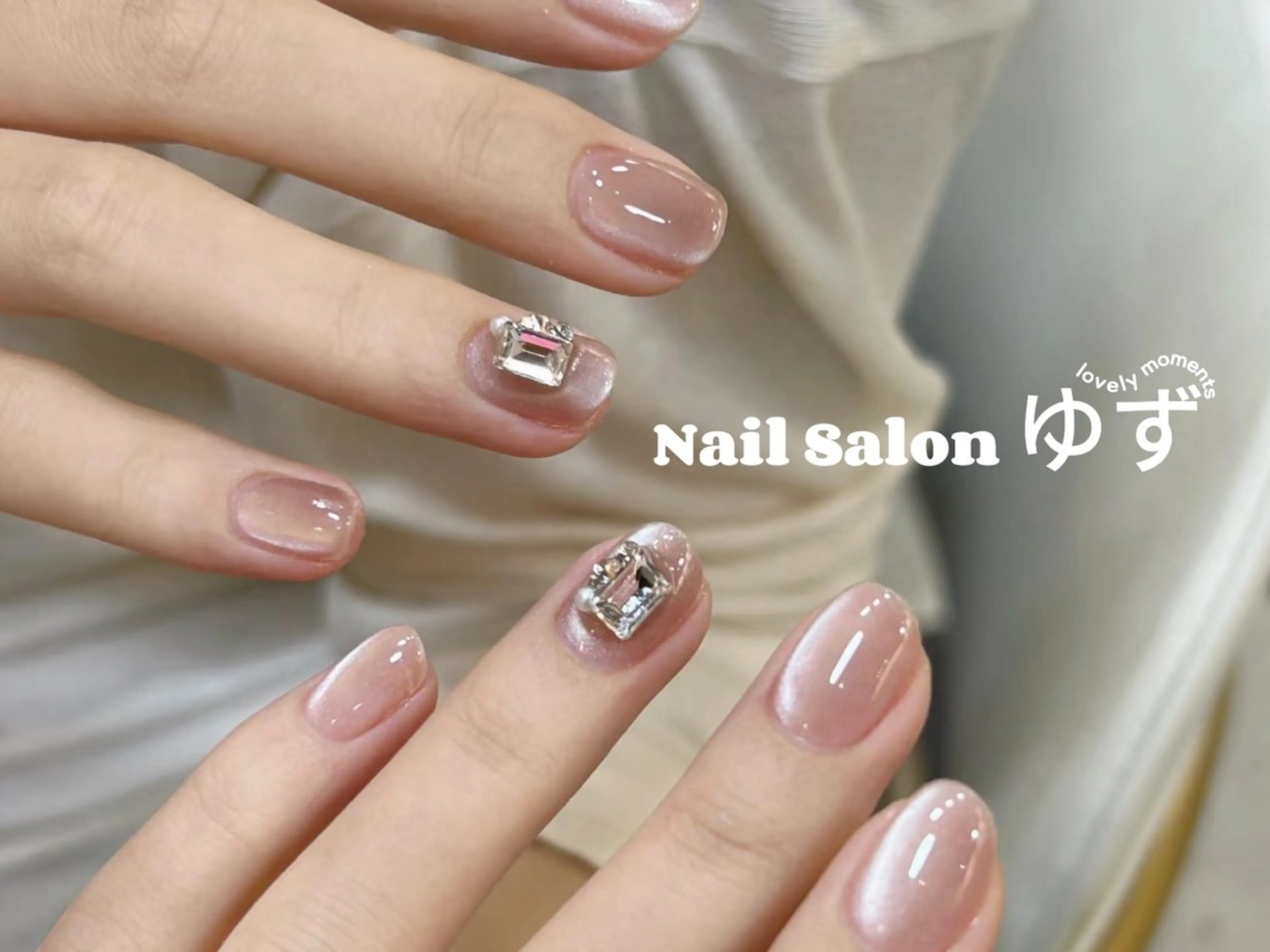 ネイル カジュアル チークネイル 成人式 ドット フレンチネイル ネイルサロン ゆずのネイルデザイン