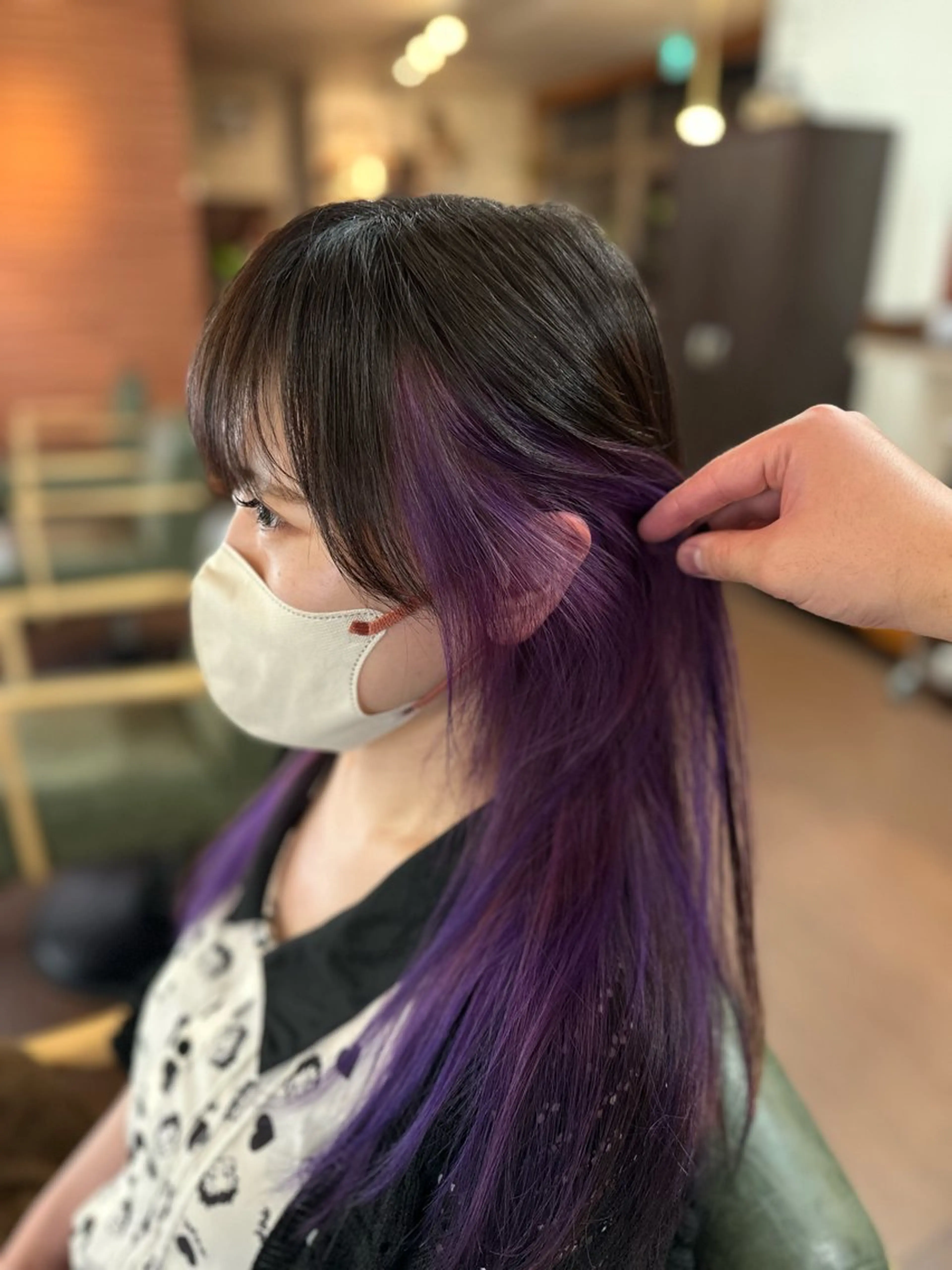ロング カラー ブリーチ バイオレットカラー ヘアカラー インナーカラー指名 No.1菊池柊真のヘアスタイル