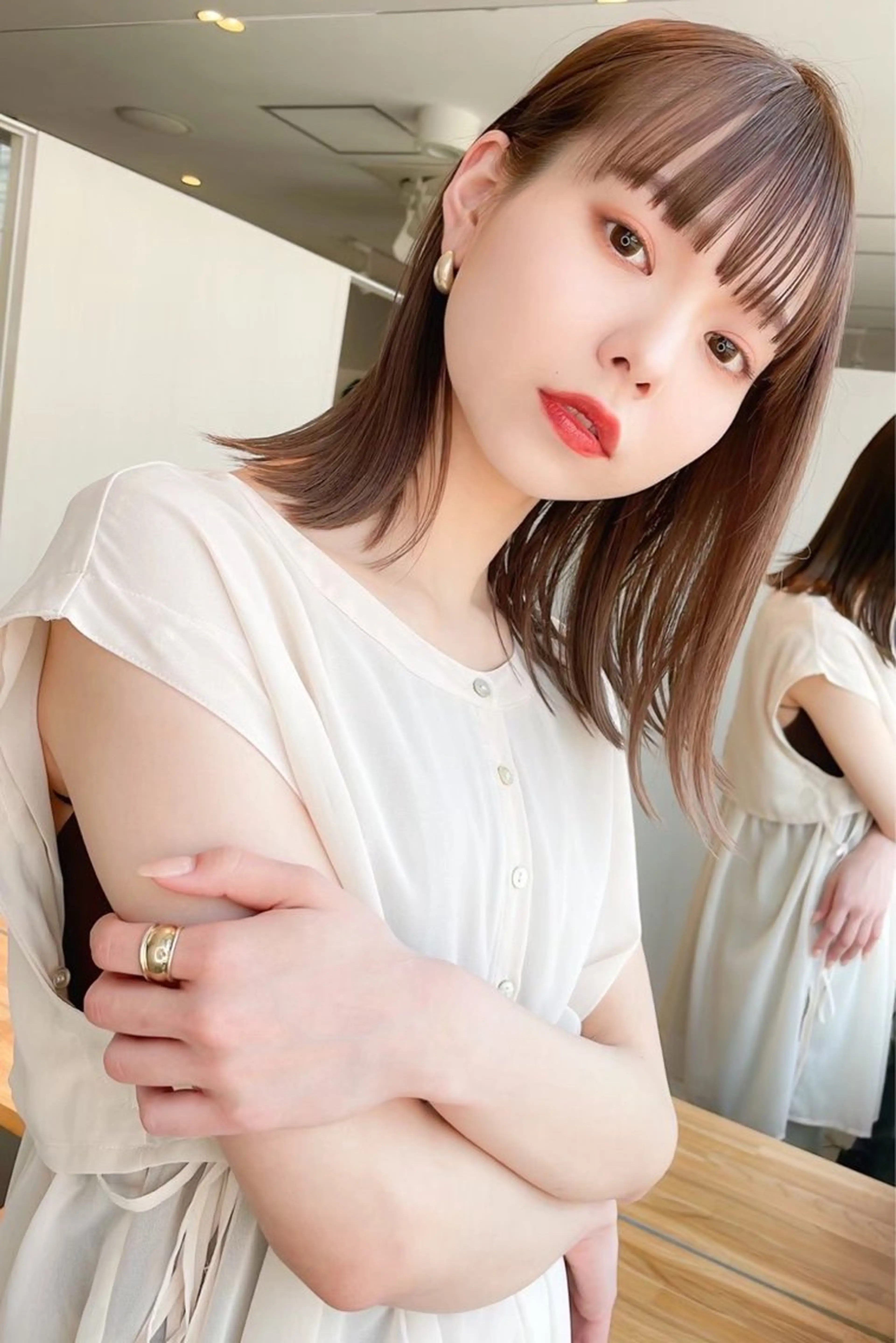 ミディアム ヘアカラー フクゾエ ユカリのヘアスタイル