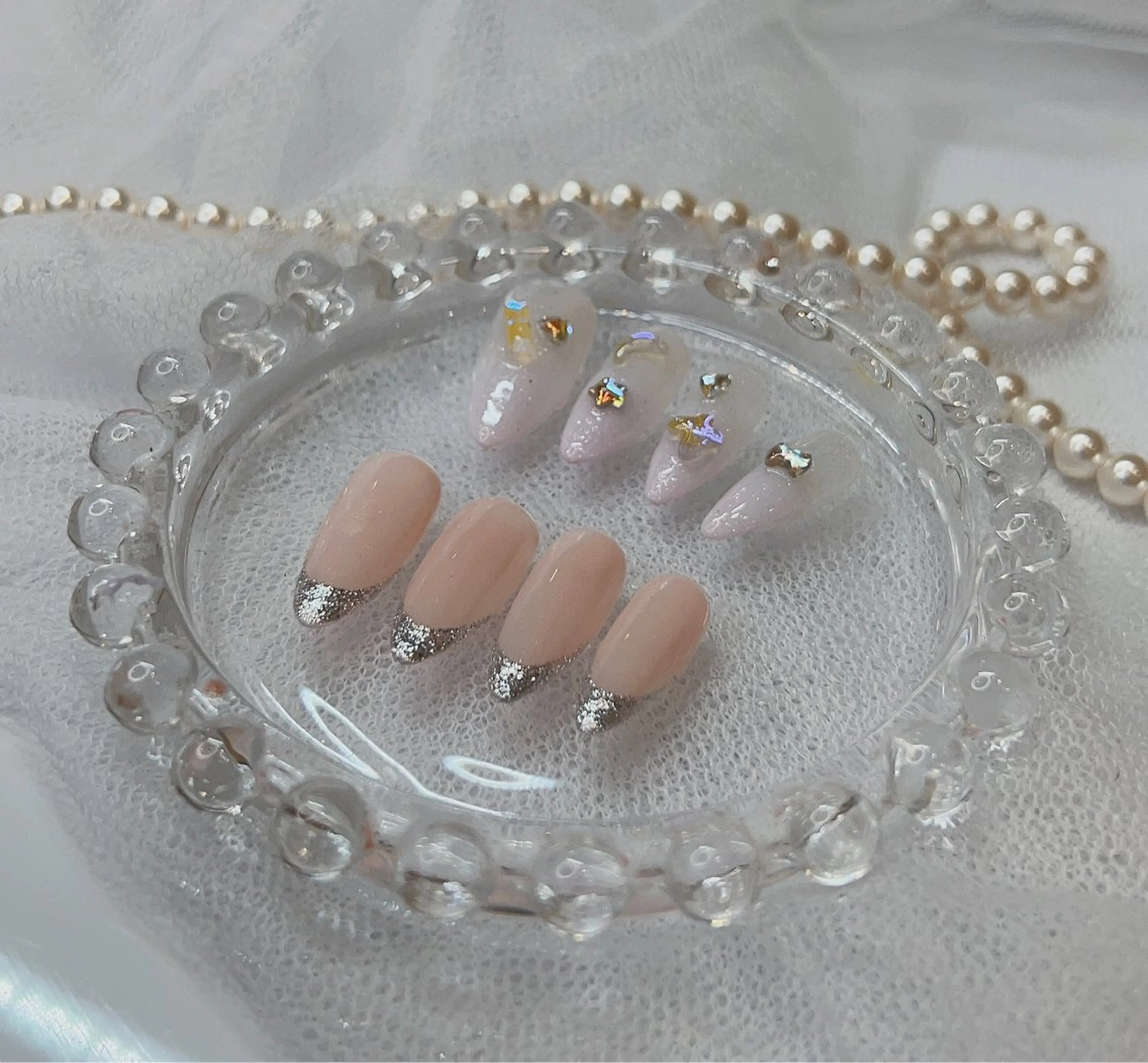 ネイル ジェルネイル ハート 韓国ネイル ニュアンスネイル パラジェル Niko nailサロンのネイルデザイン