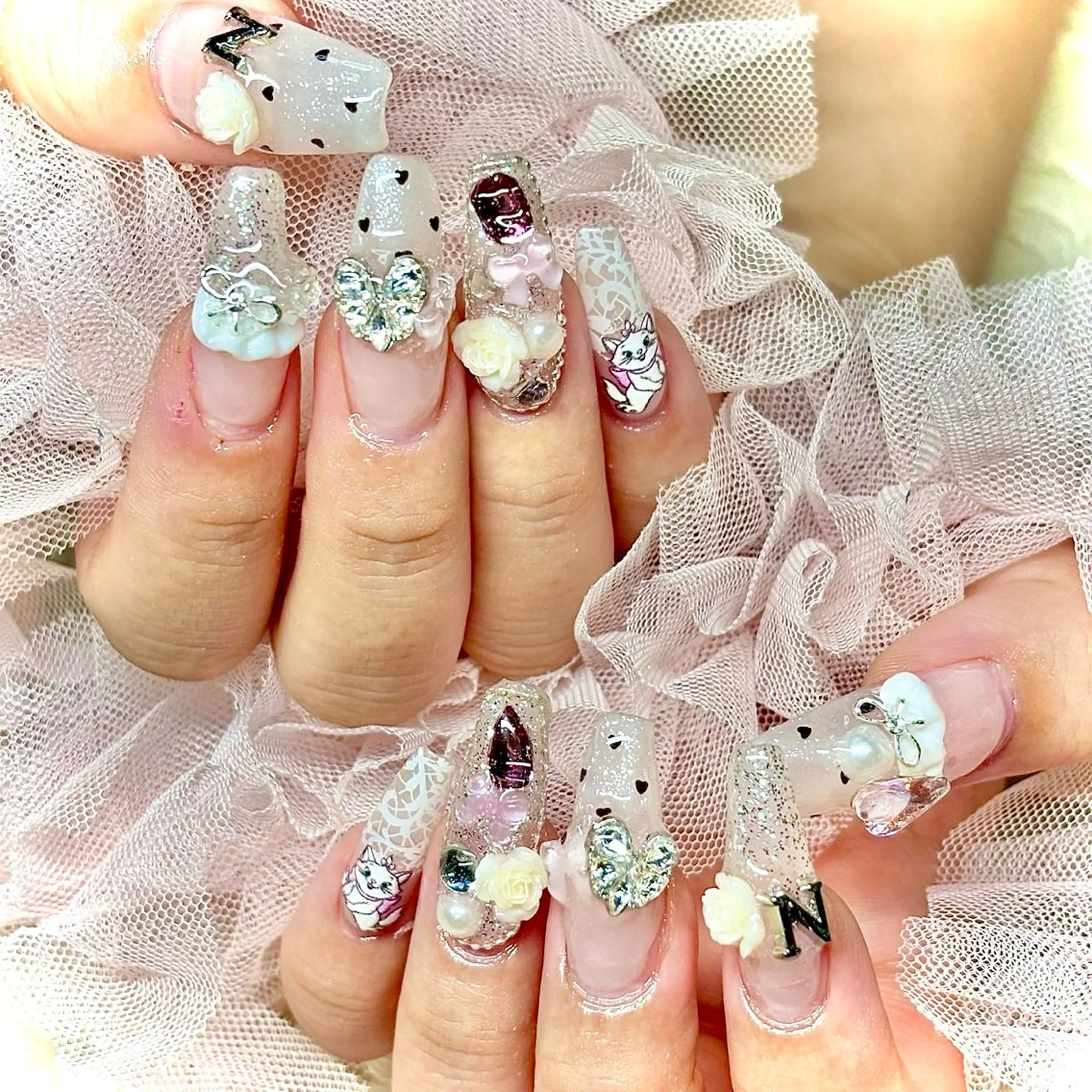 ネイル ガーリー 韓国ネイル スカルプネイル 夏ネイル ワンホンネイル miminon 自宅ネイルサロンのネイルデザイン