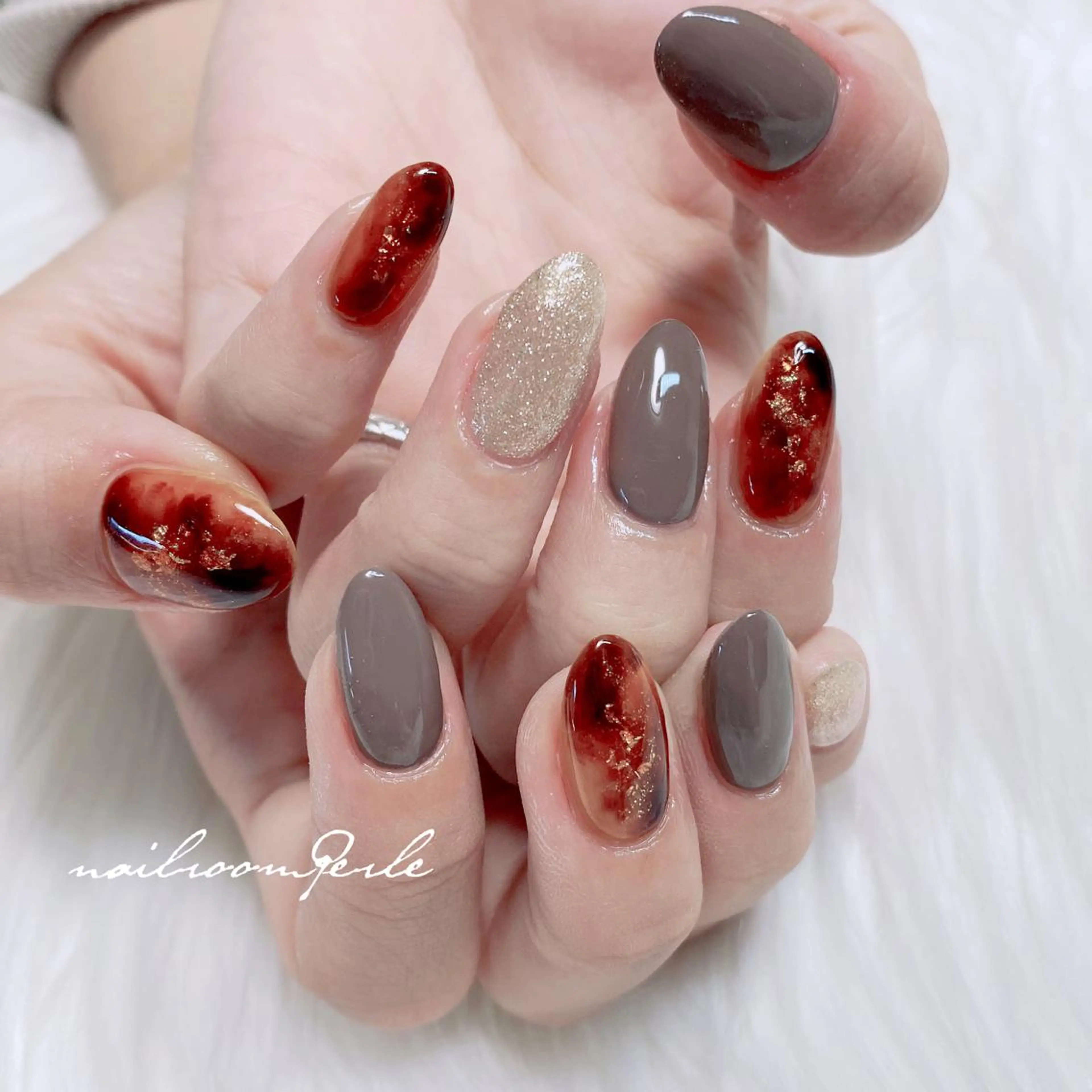 ネイル べっ甲ネイル ハンドネイル nail room Perleのネイルデザイン