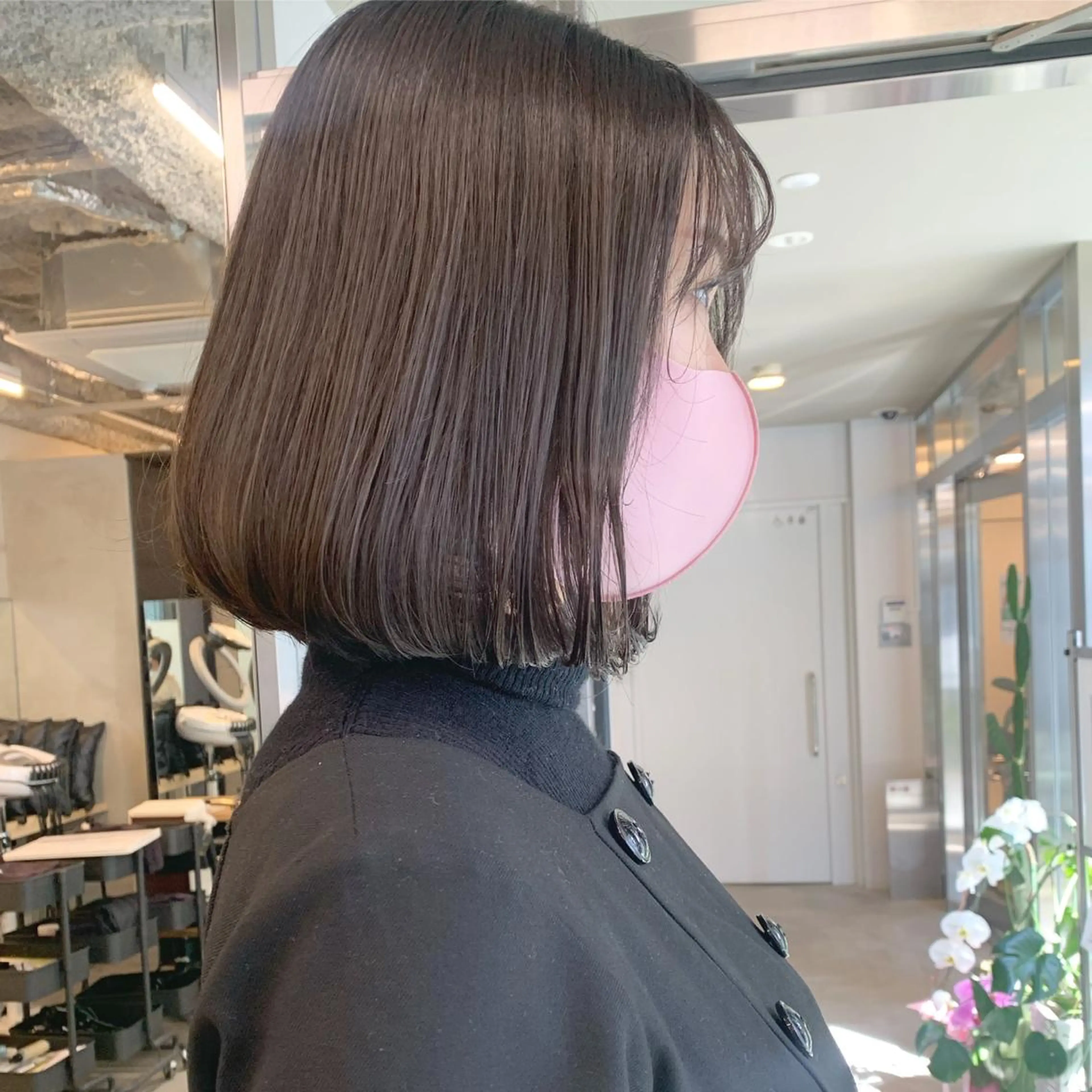 ミディアム カラー ミディアムパーマ ベージュカラー ブリーチ ケアブリーチ ダブルカラー 透明感/オリーブ/ グレージュ/YUKAのヘアスタイル